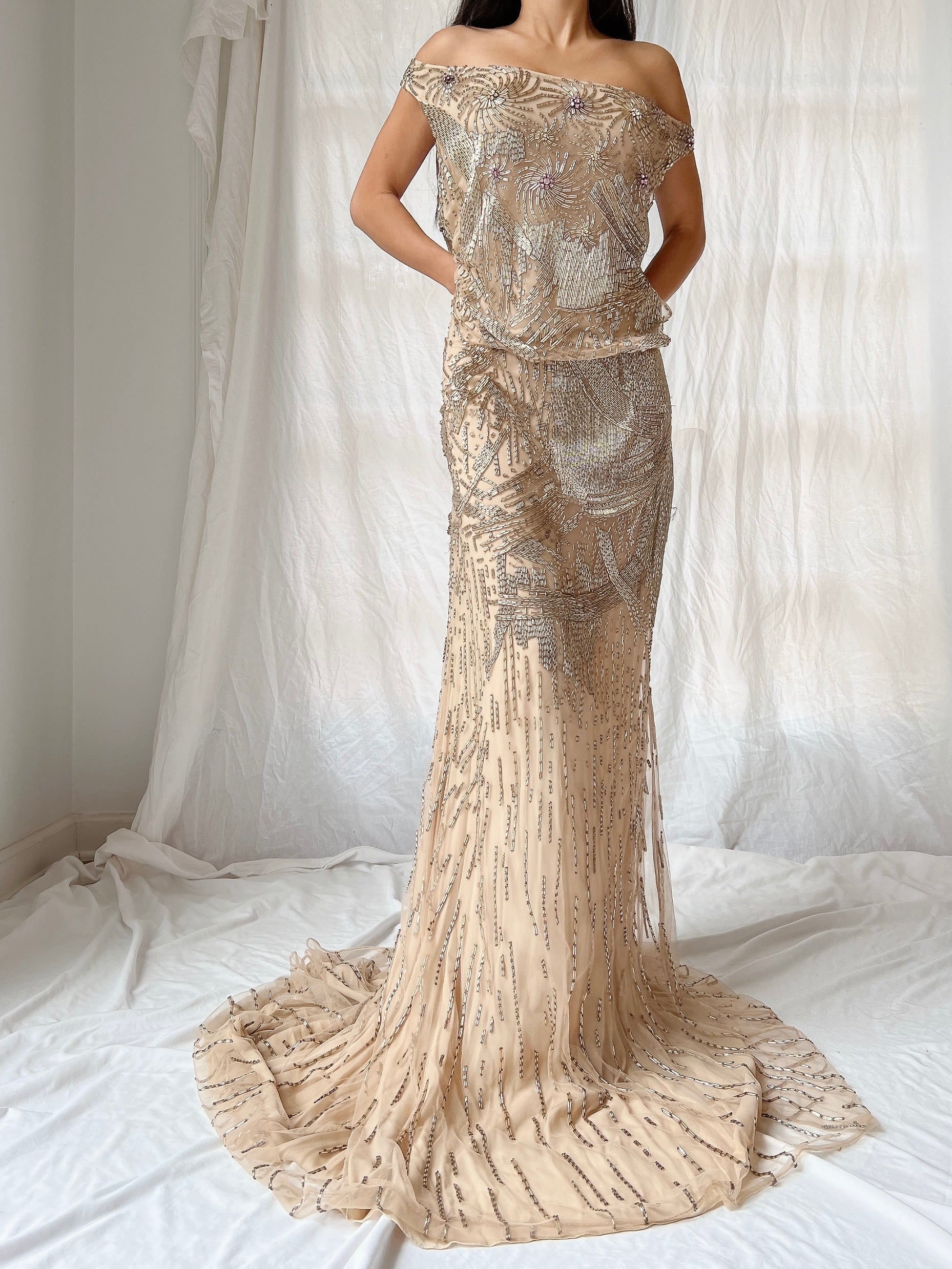 Vintage Naeem Khan Silk Beaded Gown - M/L