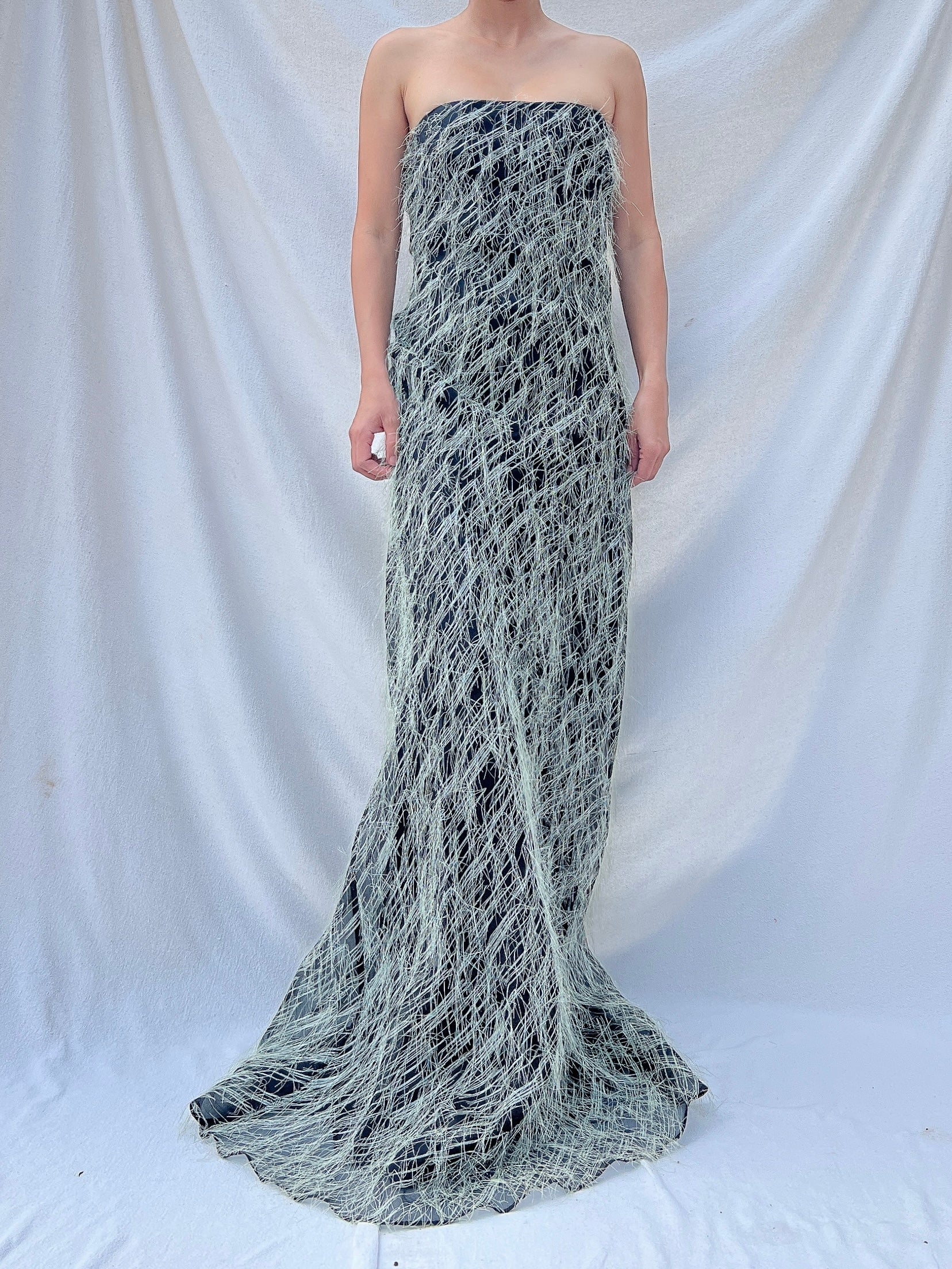 Vintage Ben de Lisi Fringe Gown - L