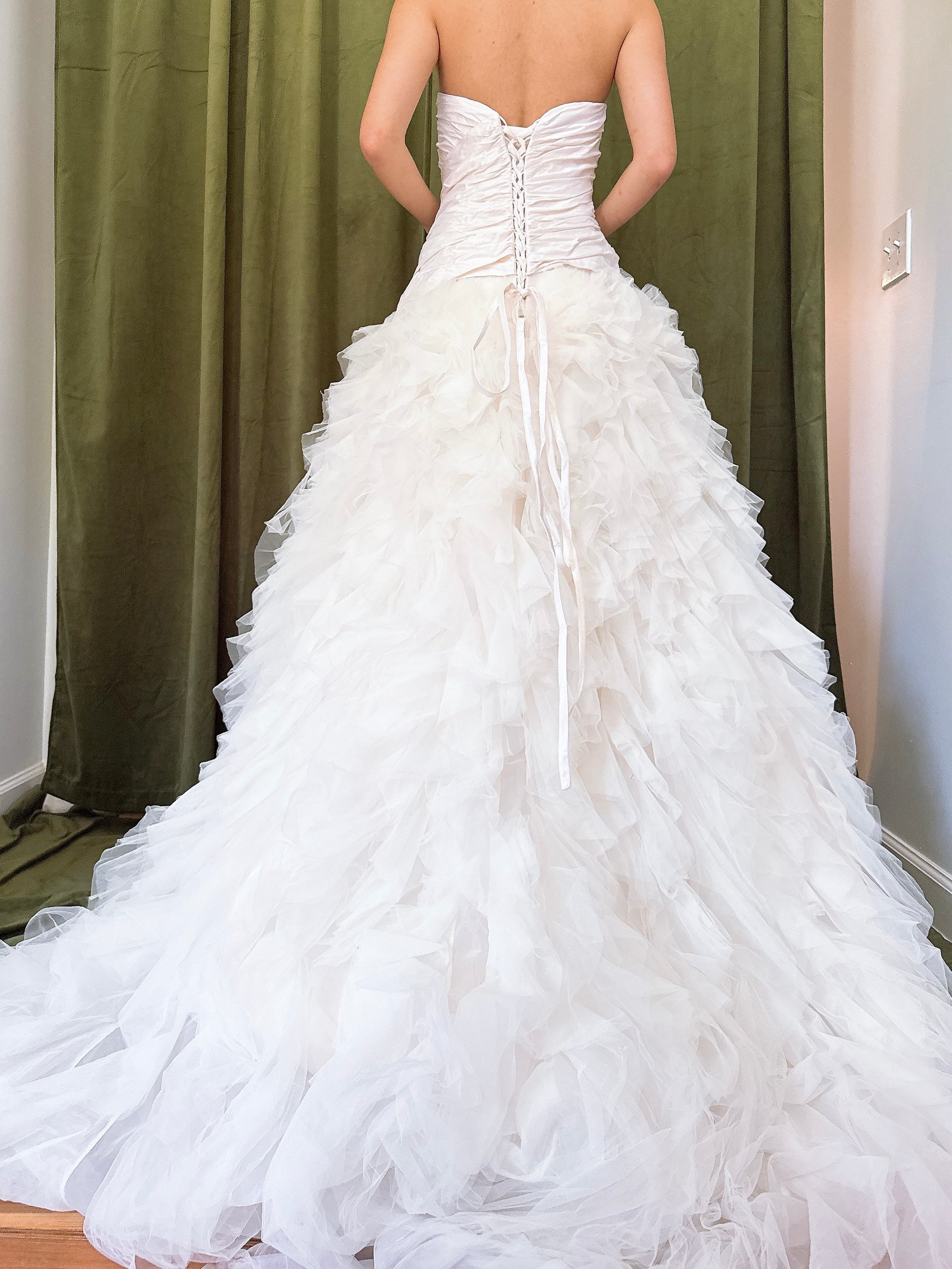 Vintage Maggie Sotterro Silk Tulle Ruffled Dress - 35B/30W/60L