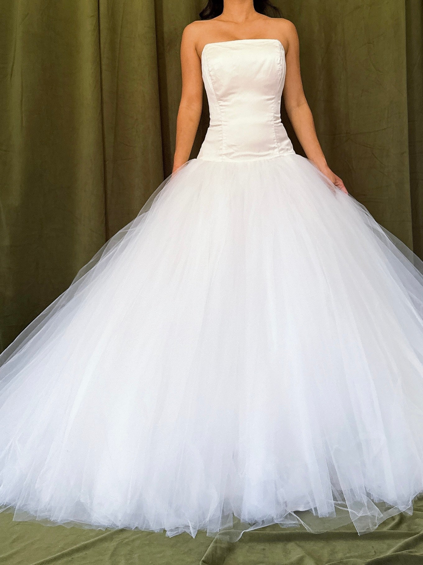 Lazaro Drop waist Silk Tulle Gown - S