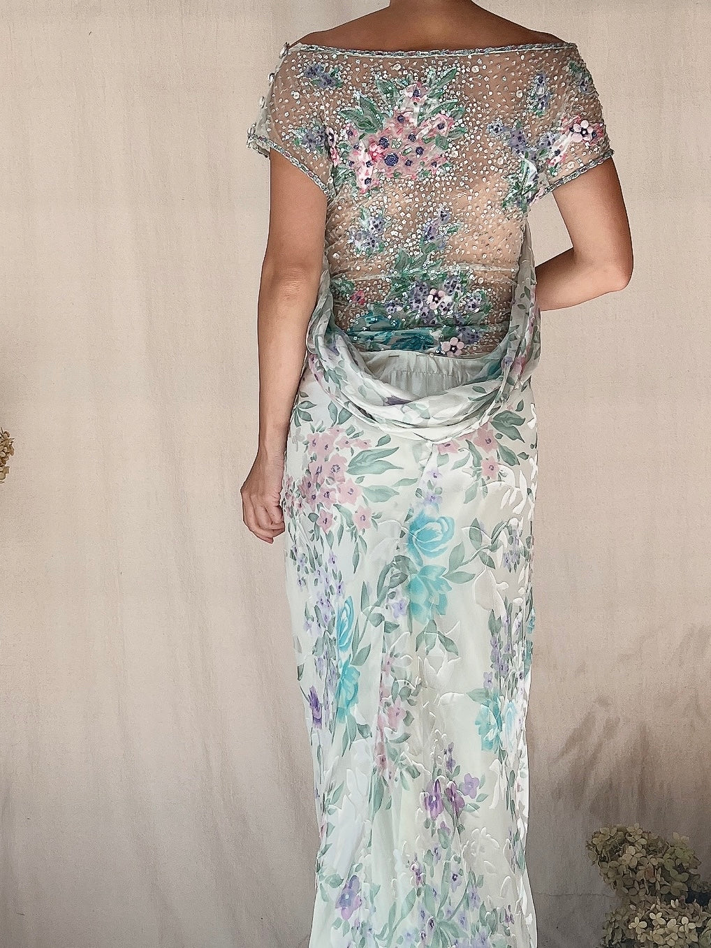 Vintage Belleville Sassoon Silk Embellished Gown - L