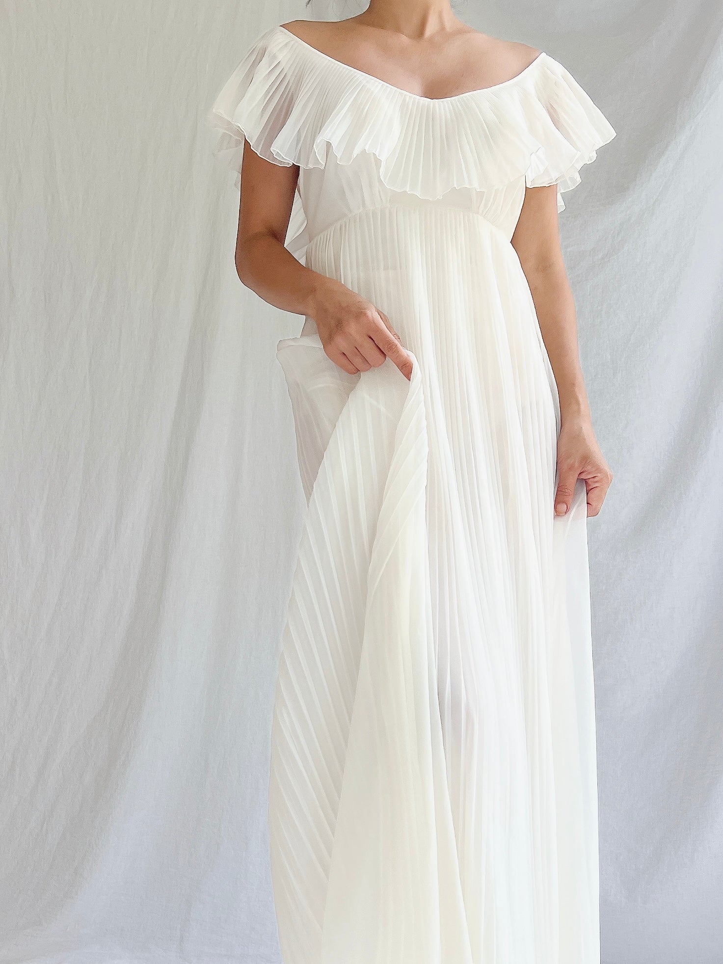 Vintage Sheer Tricot Empire Gown - S