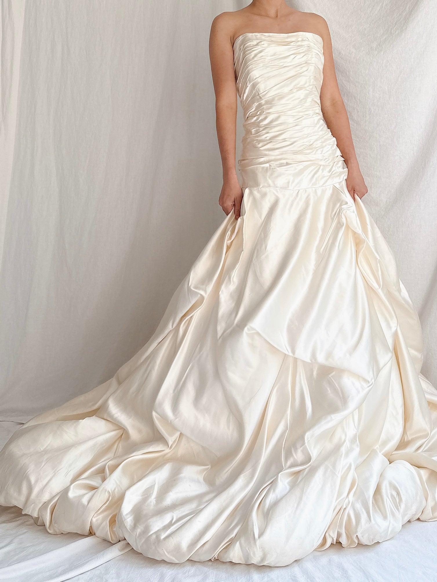 Vintage Ines di Santo Silk Ruched Dropped Waist Gown - M/8/10