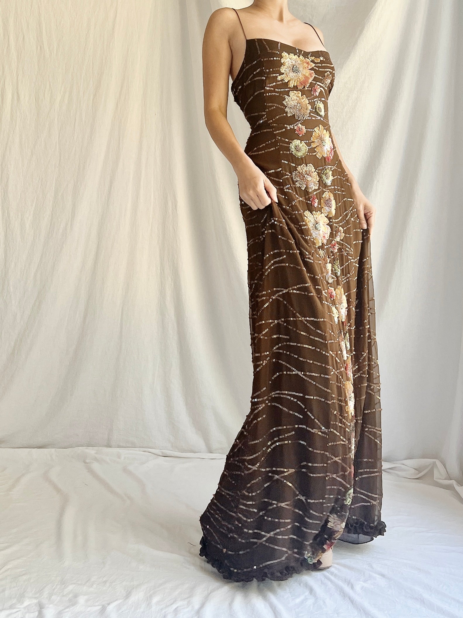 Vintage Bellville Sassoon Silk Beaded Gown - M/L