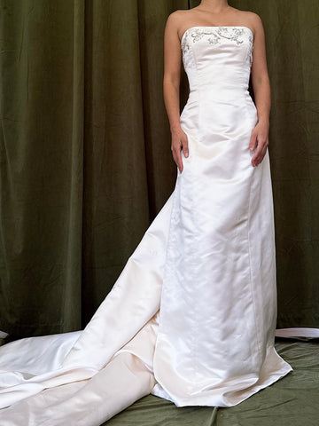 1990s Ulla-Maija Silk Strapless Gown - M