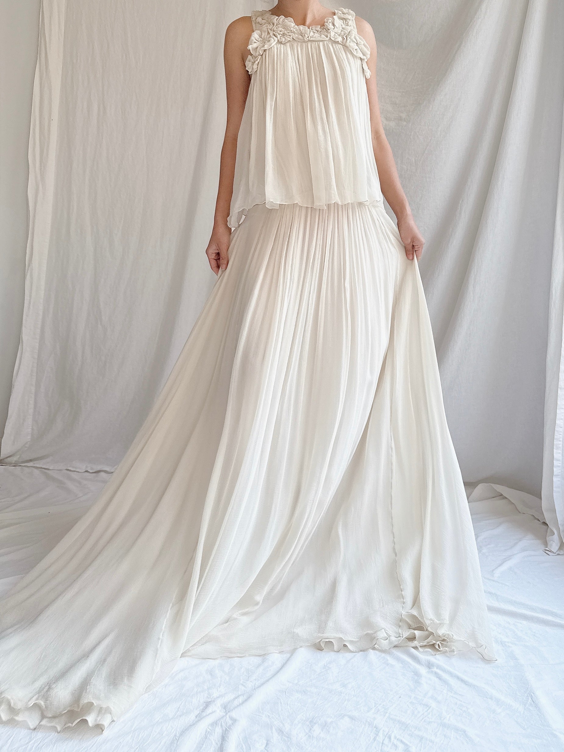 Vintage Chloe Oyster Silk Chiffon Gown - M