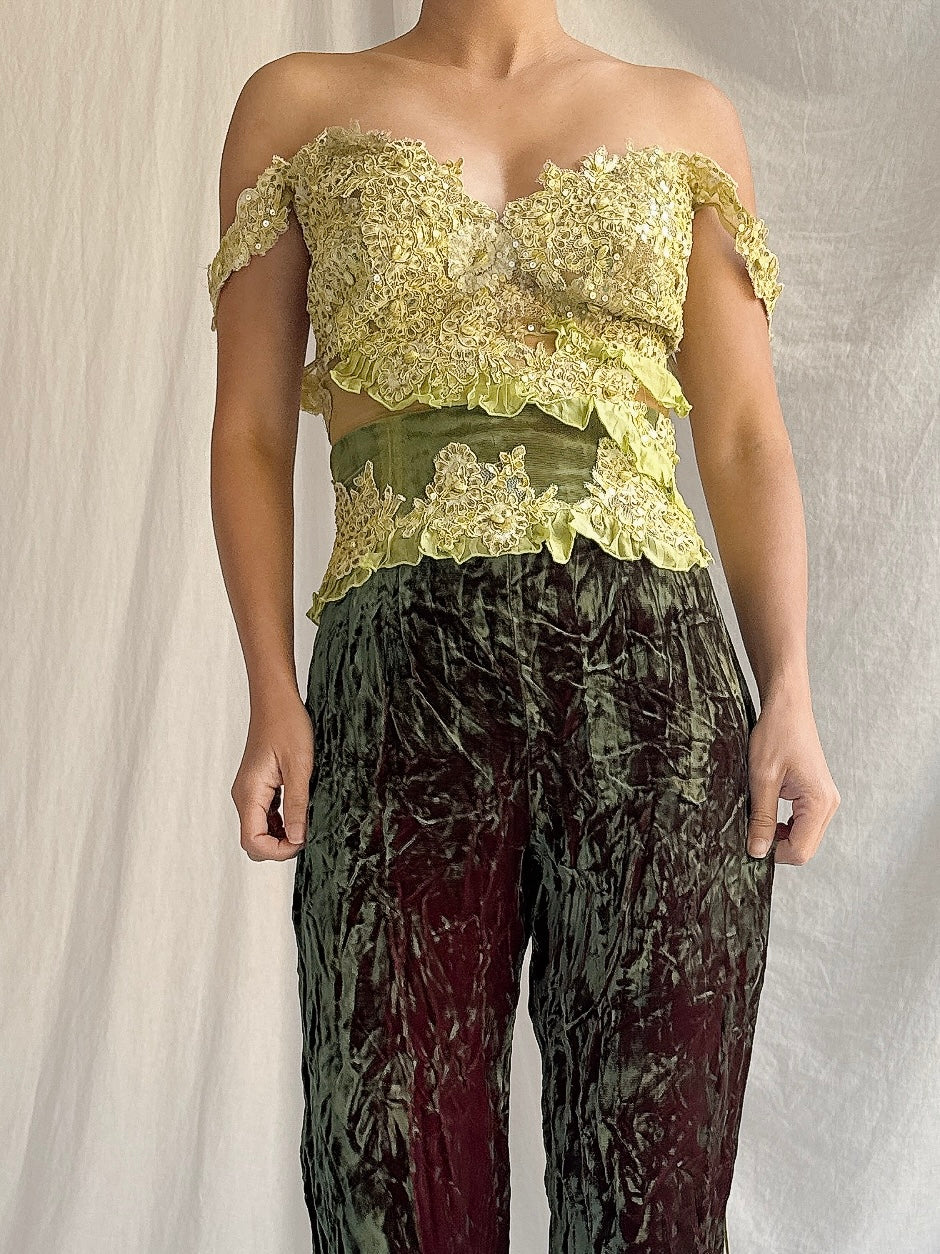 Vintage Sheer Embellished Top - M