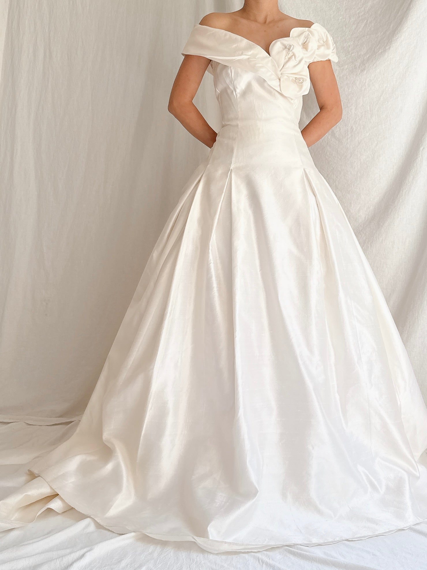 Vintage Raw Silk Calla Lily Dress - M/6