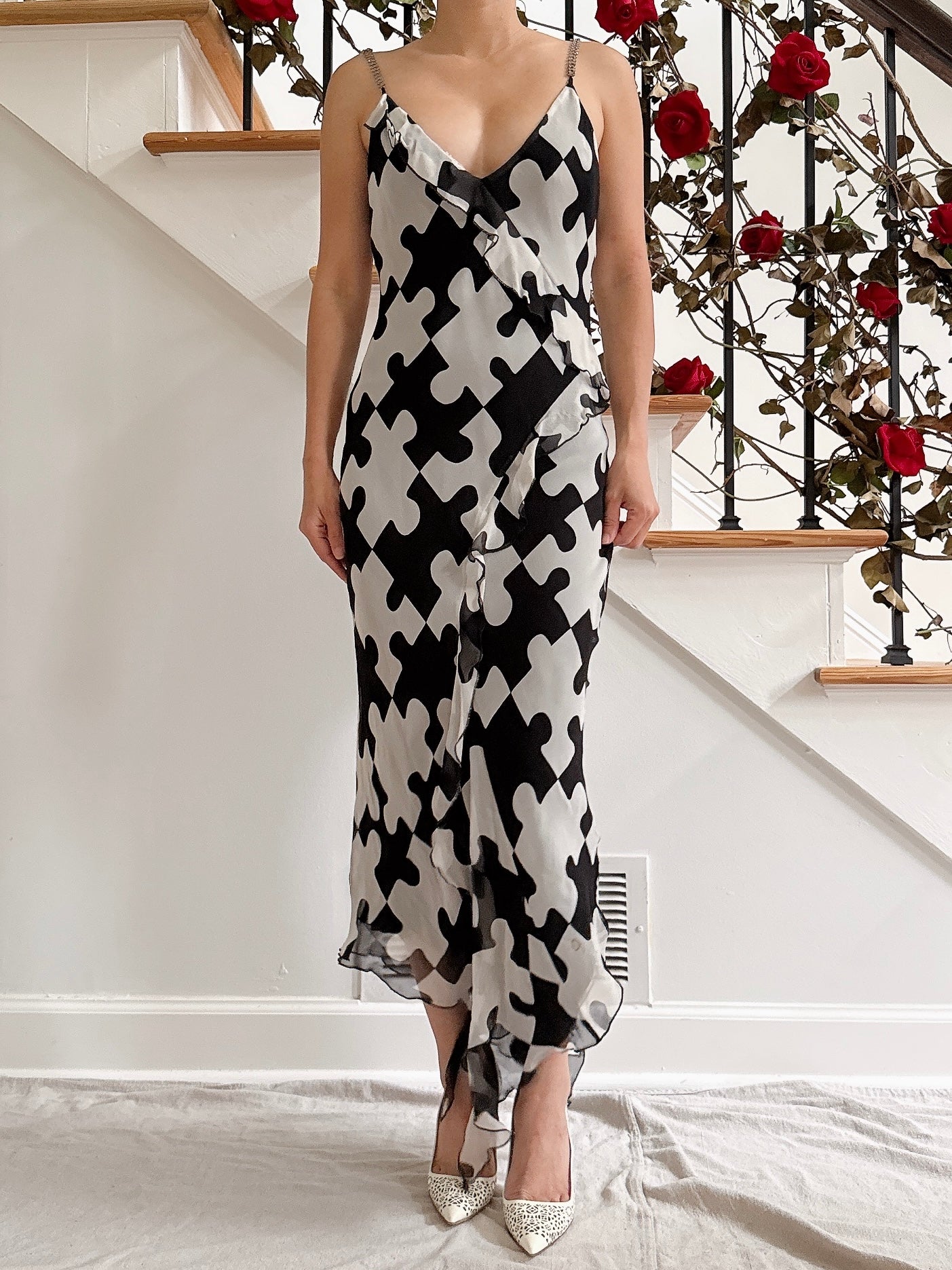 Vintage Bias Cut Puzzle Dress - Size XS-M