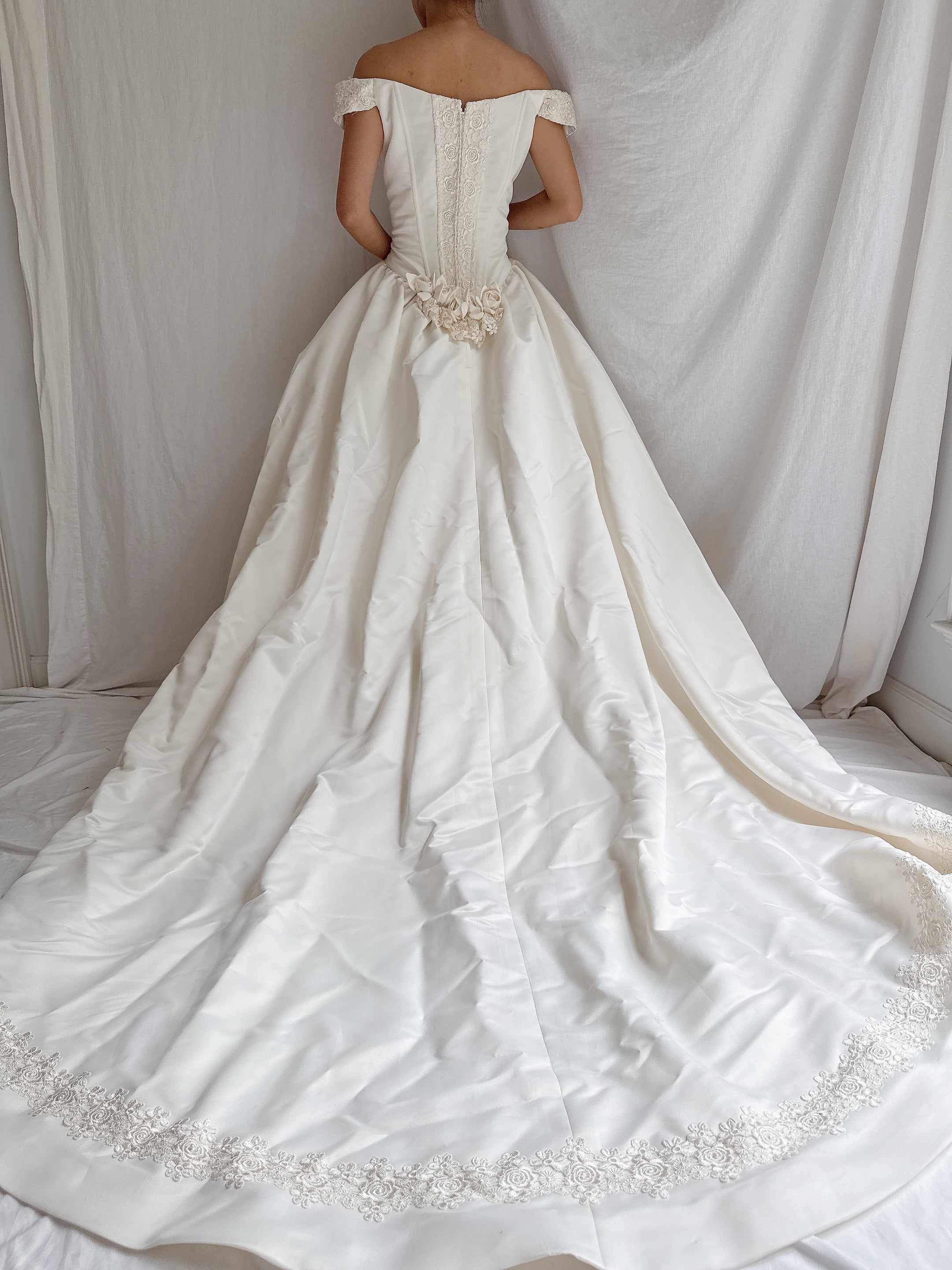 Vintage Satin Bustier Gown - M