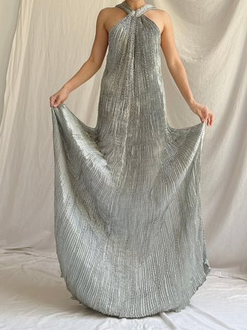 Vintage Patricia Lester Silk Pleated Dress - S-M