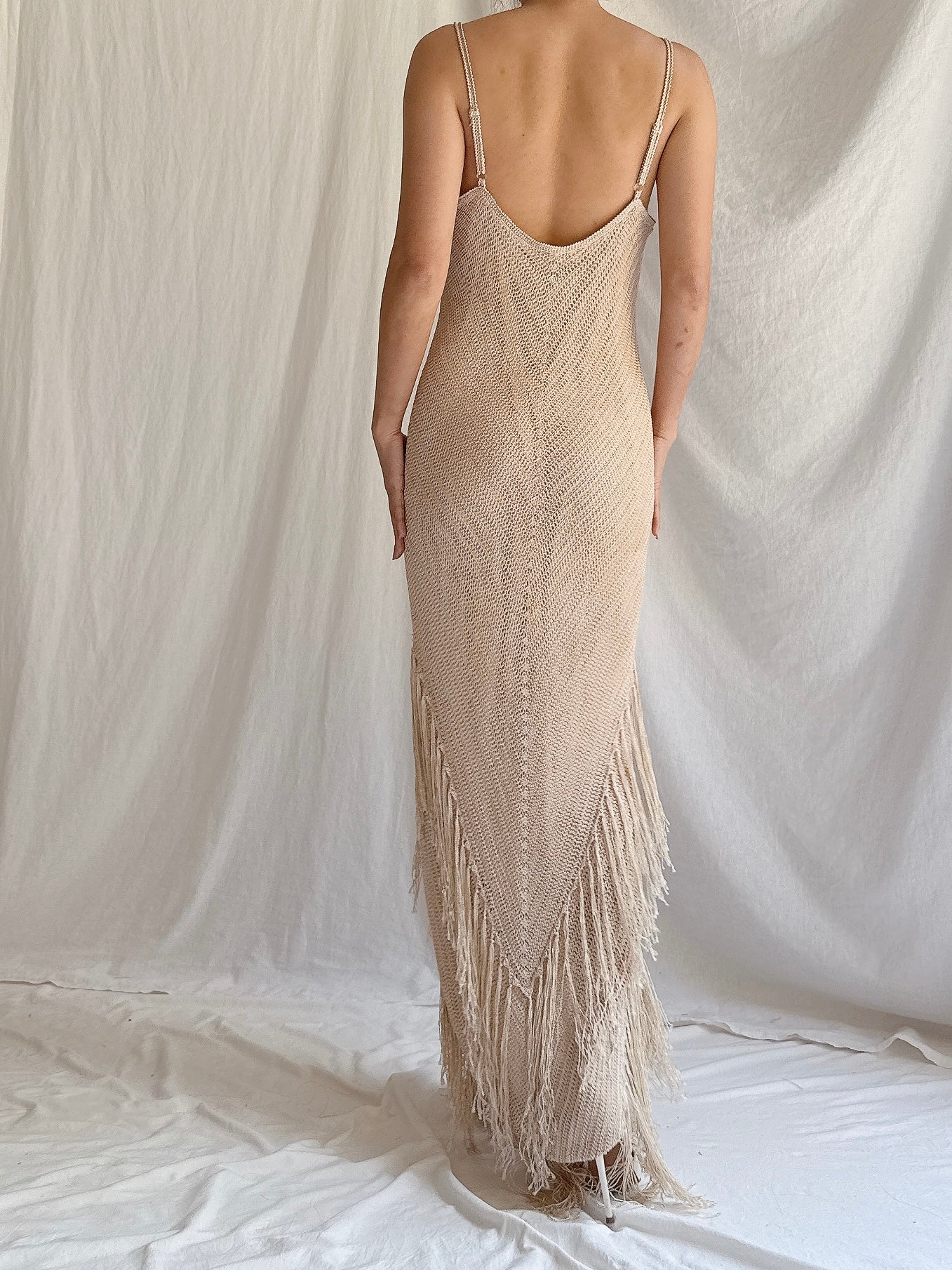 Vintage Crochet Tassel Gown - M