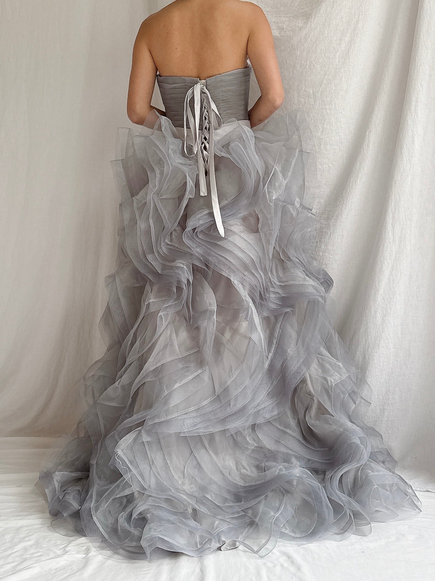 Sweetheart Ruffle Gray Cloud Dress - XS-S