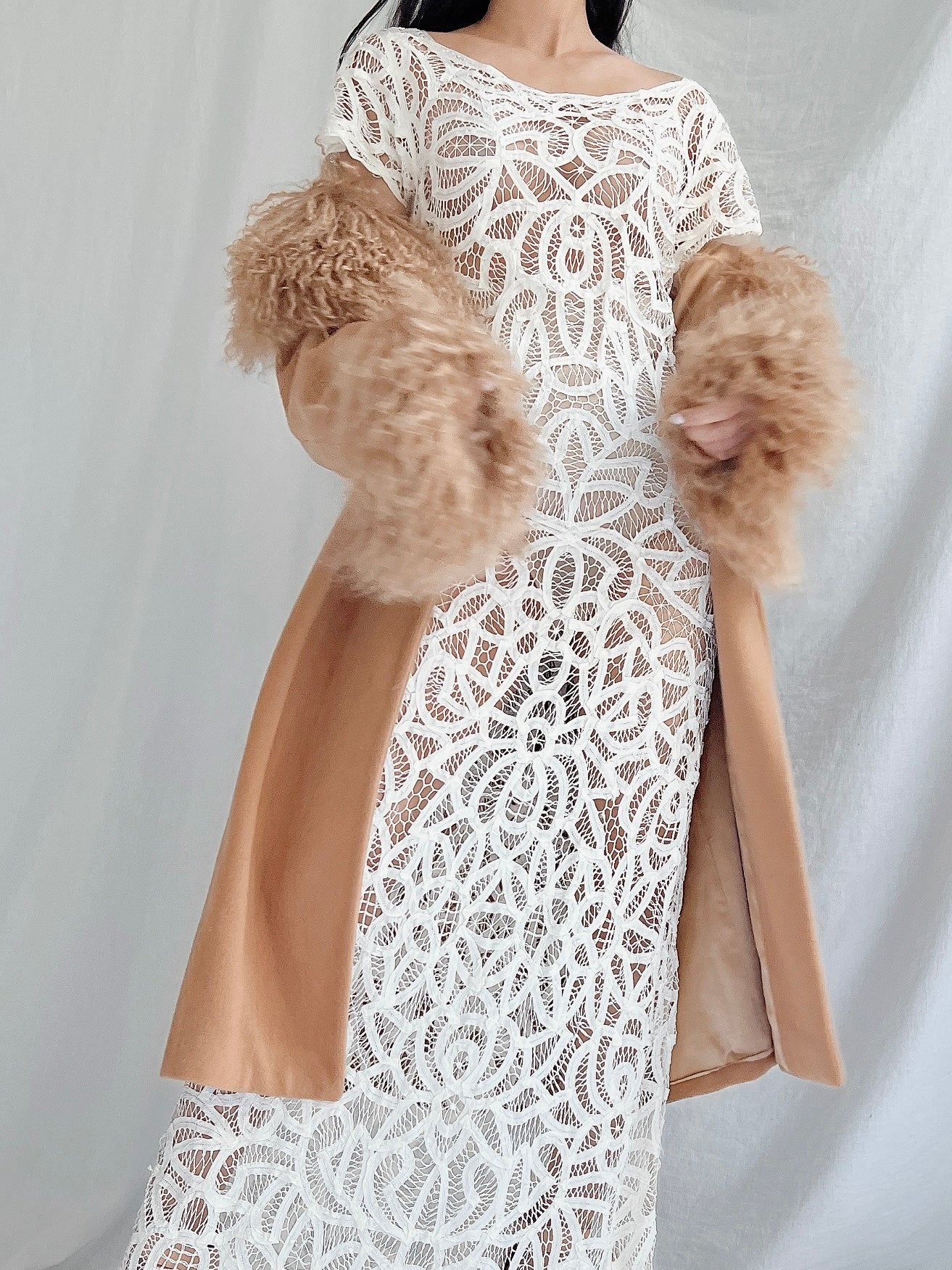 Vintage Mongolian Collar Camel Coat - M