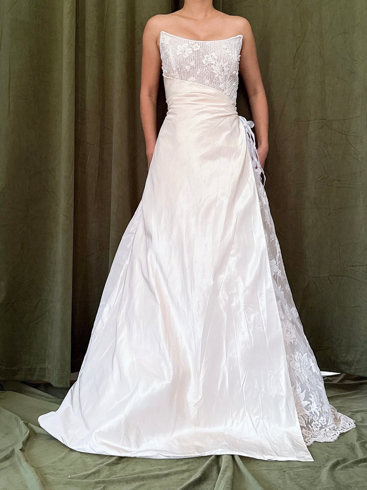 Vintage Norna Della Silk Lace Bustier Gown - M