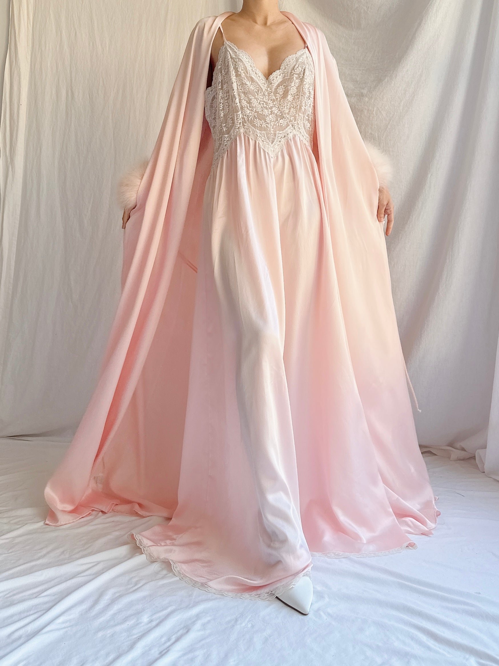 Vintage Pink Lucie Ann Feather 2 Piece Set - OSFM