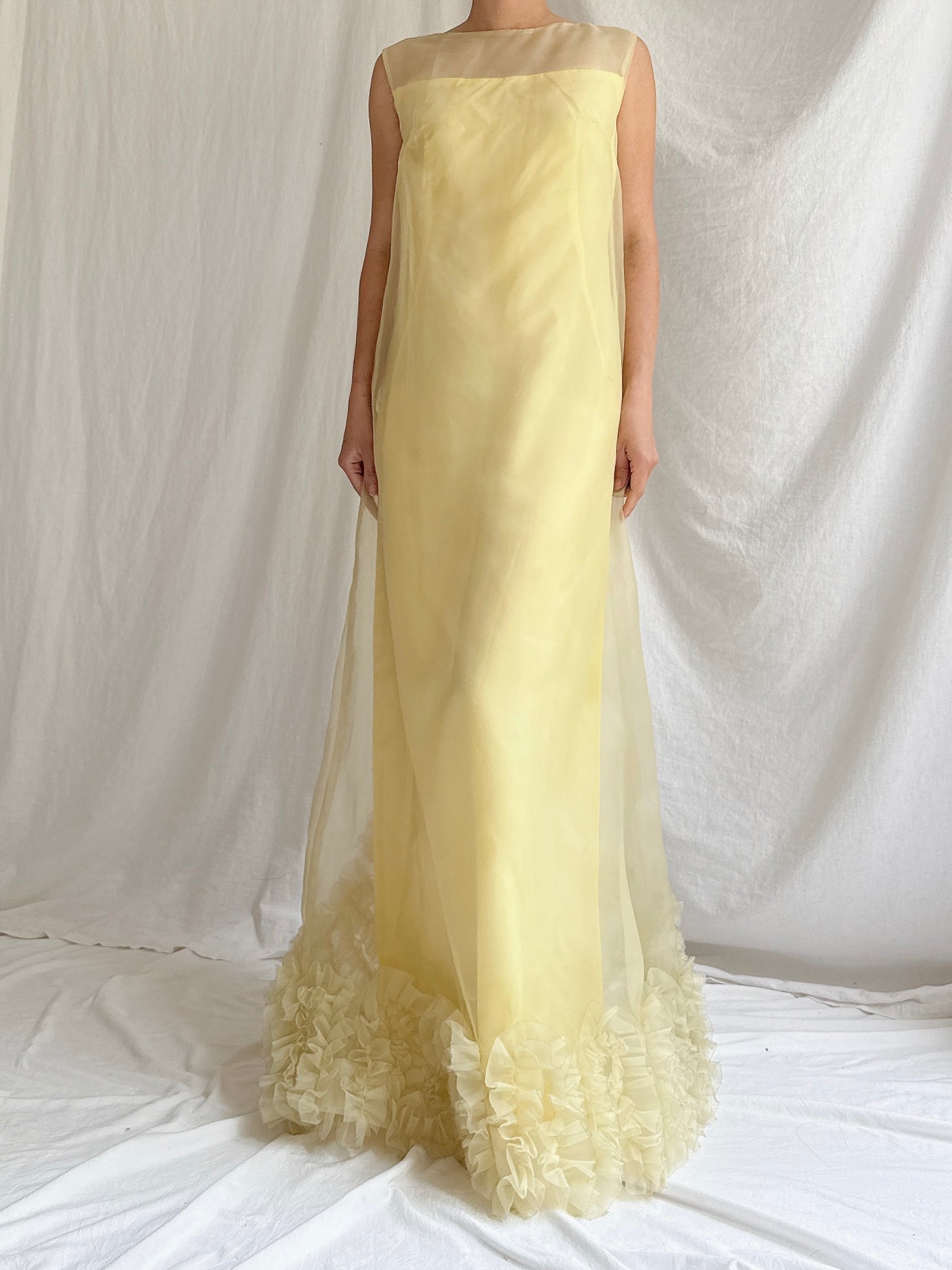 1960s Nylon Ruffle Gown - S