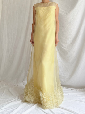 1960s Nylon Ruffle Gown - S