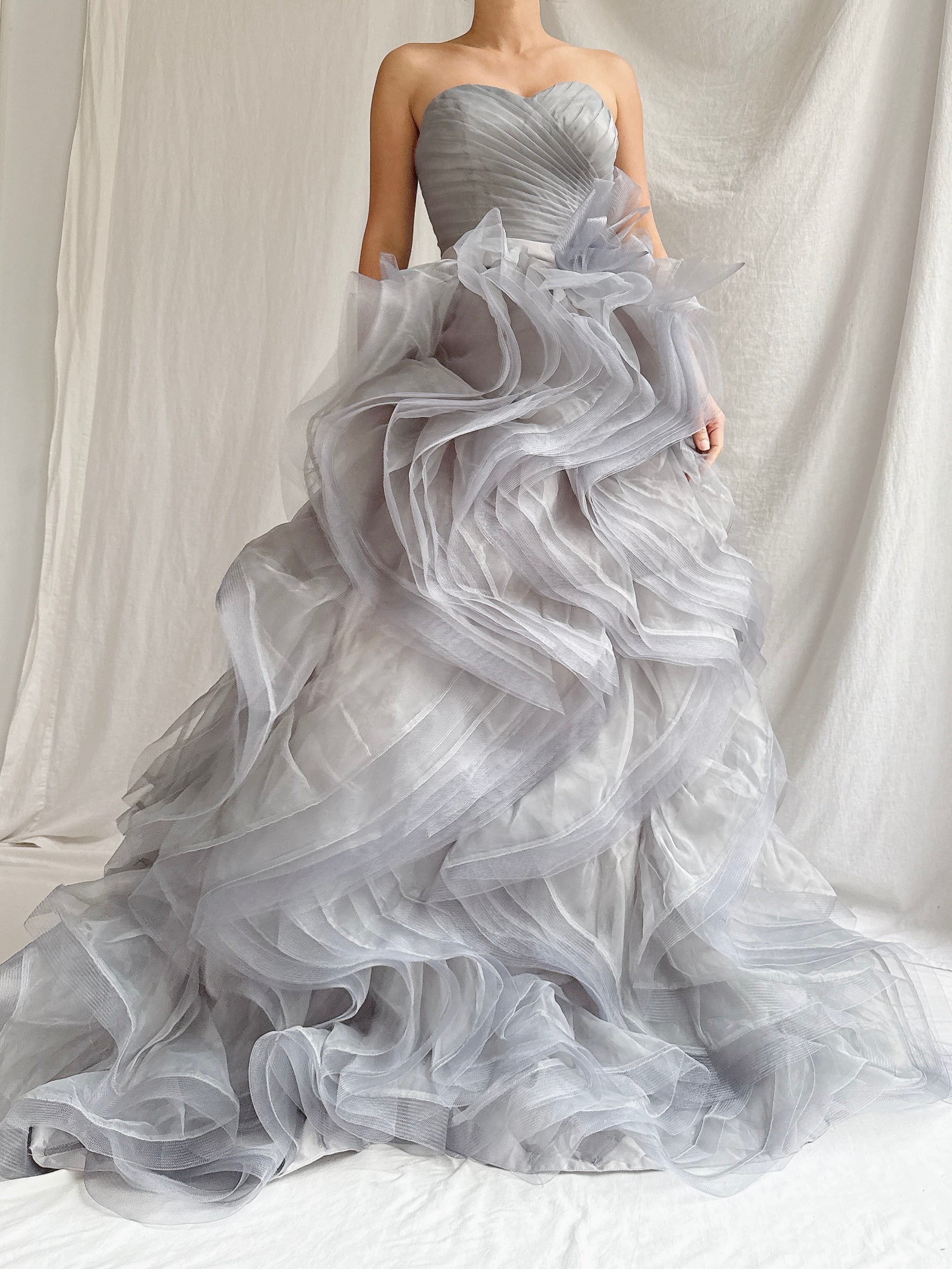 Sweetheart Ruffle Gray Cloud Dress - XS-S