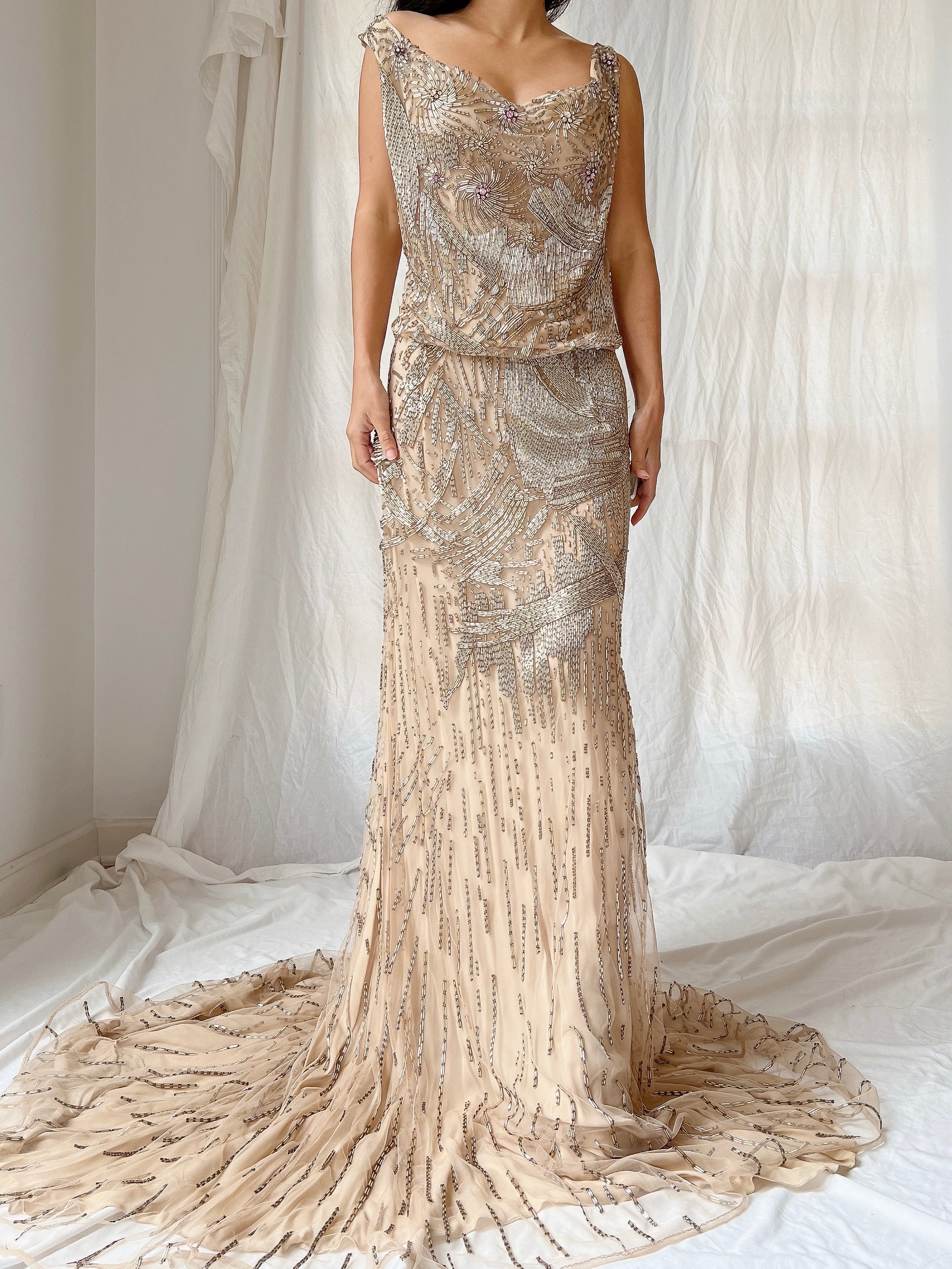 Vintage Naeem Khan Silk Beaded Gown - M/L