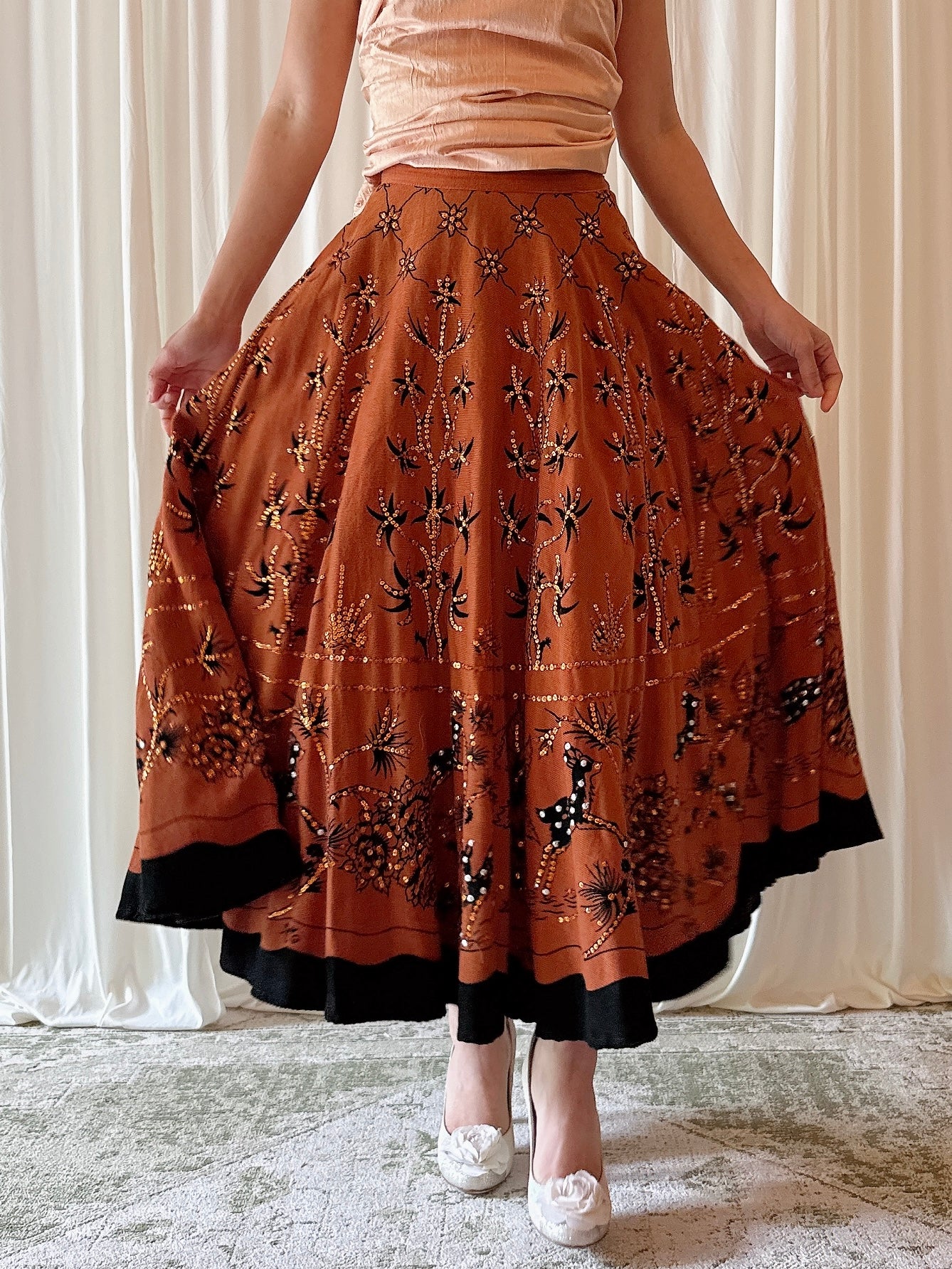 Vintage Monica Paris Copper Skirt - M