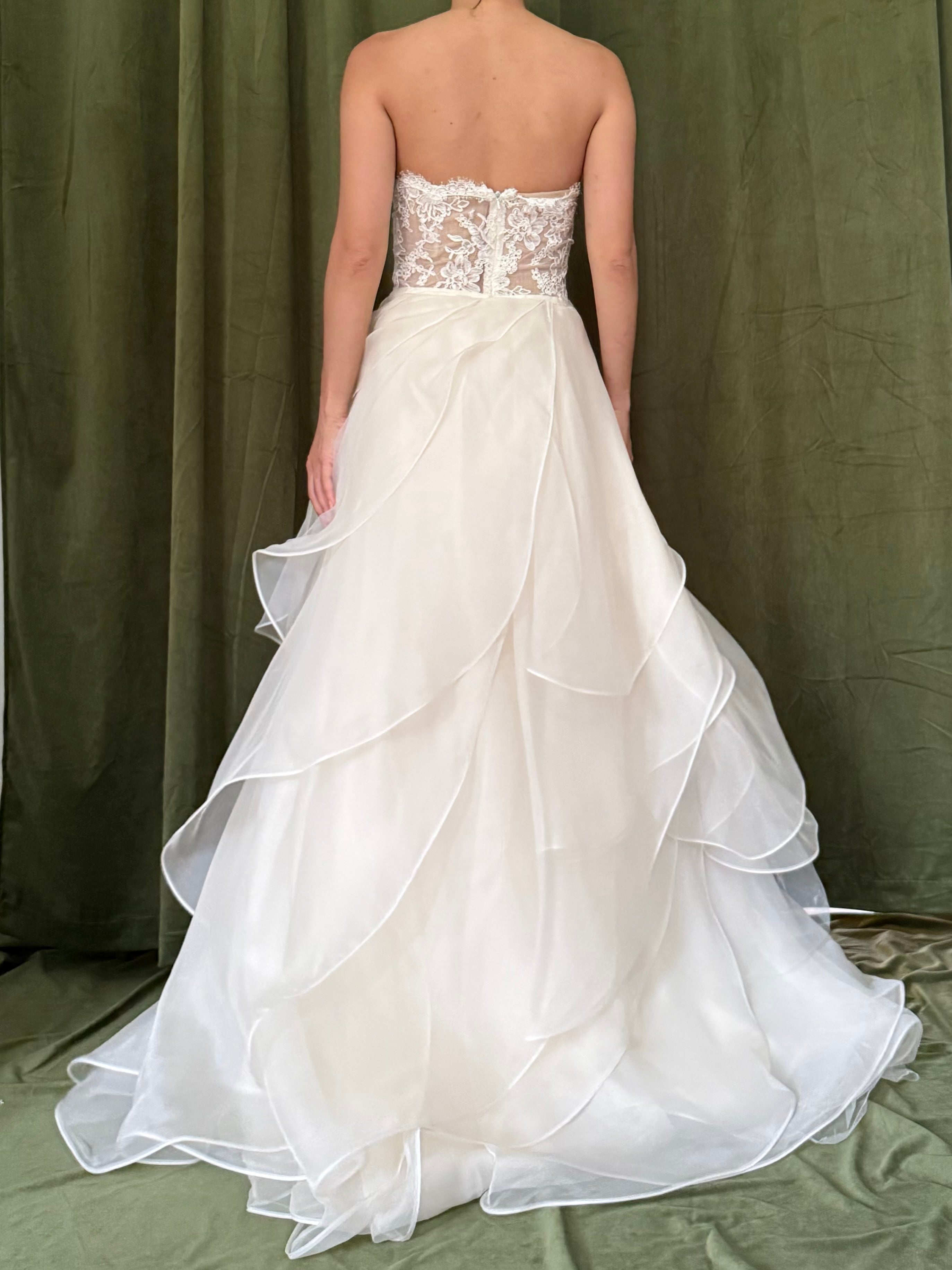 00 Reem Acra Silk Organza Gown w/Lace Bodice - M/8
