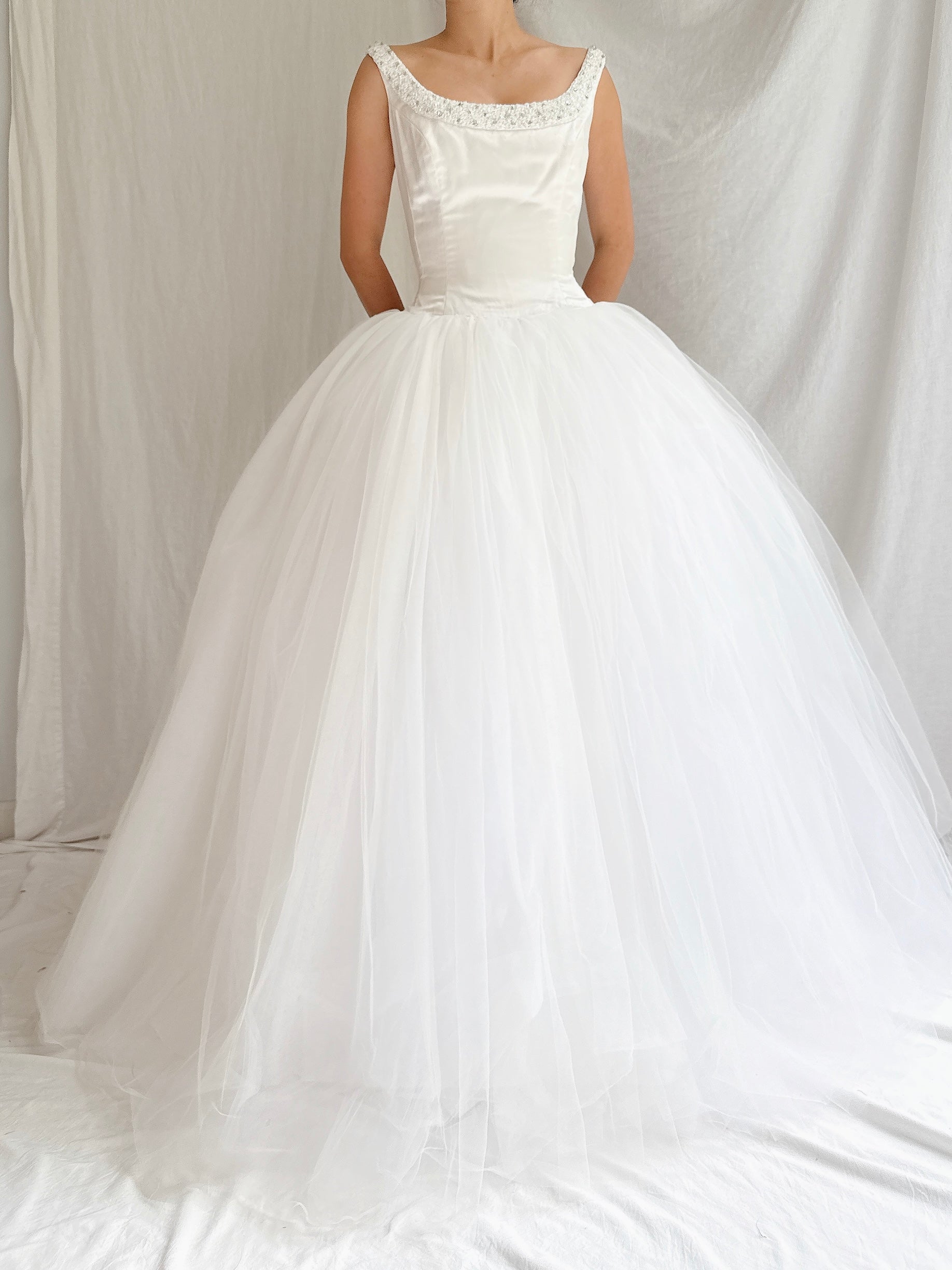 Vintage Diamond Collection Silk and Tulle Gown - S/4