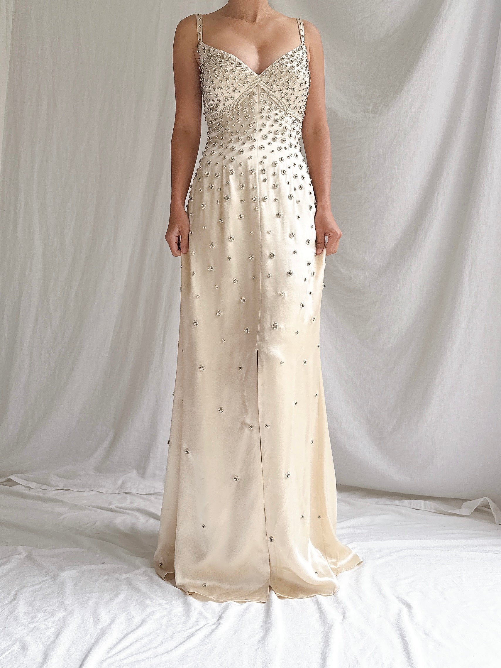 Vintage Silk Rhinestones Gown - M/6