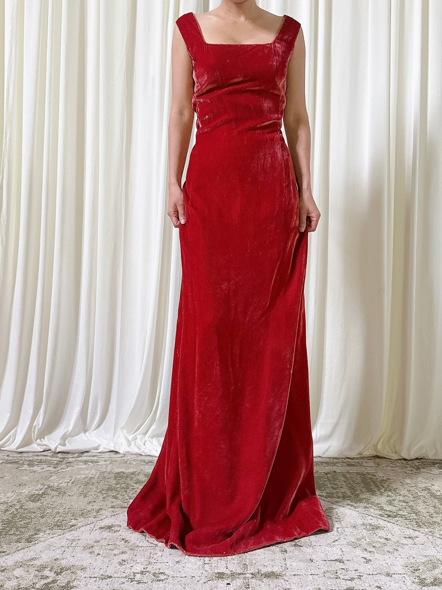 Vintage Rust Velvet Dress - L/12