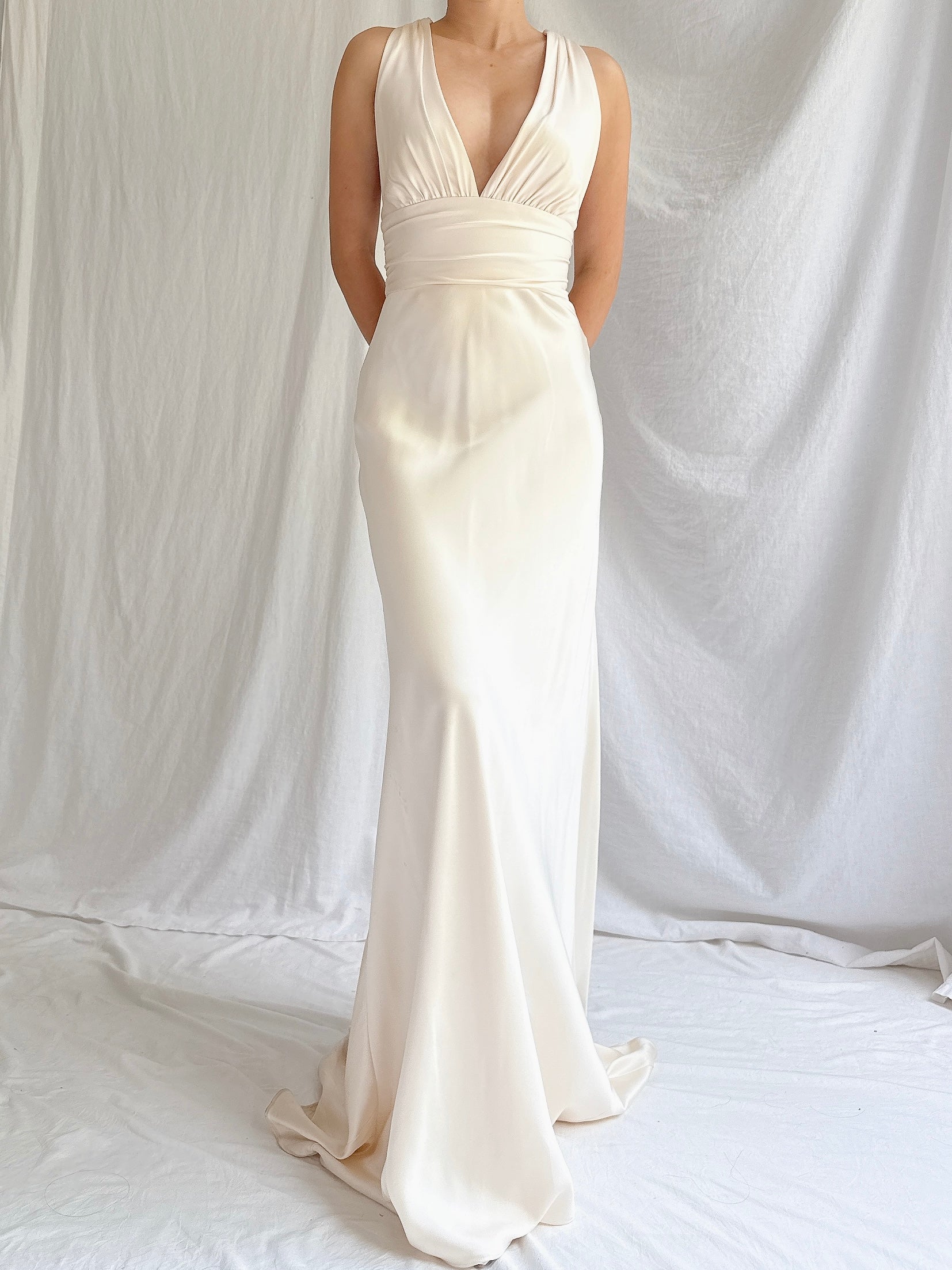 Vintage Silk Plunging Gown - XS/0/2