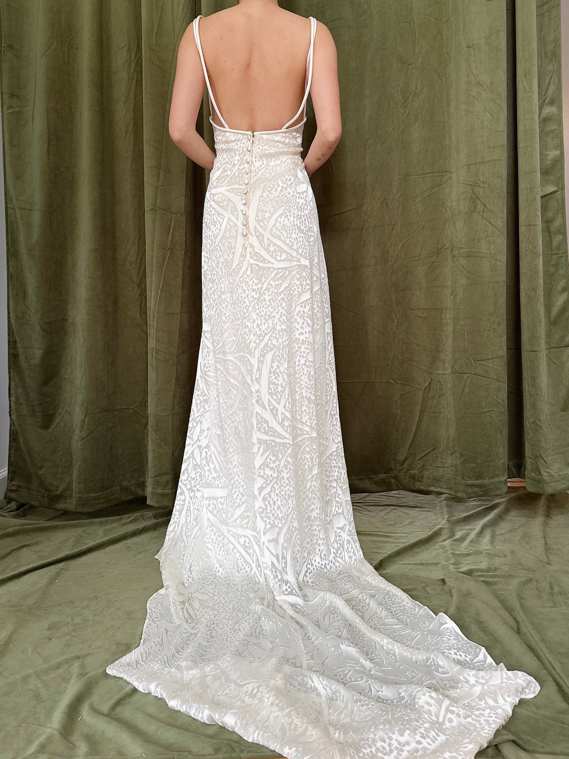 Vintage Silk Devore Patterned Gown - UK 18/L