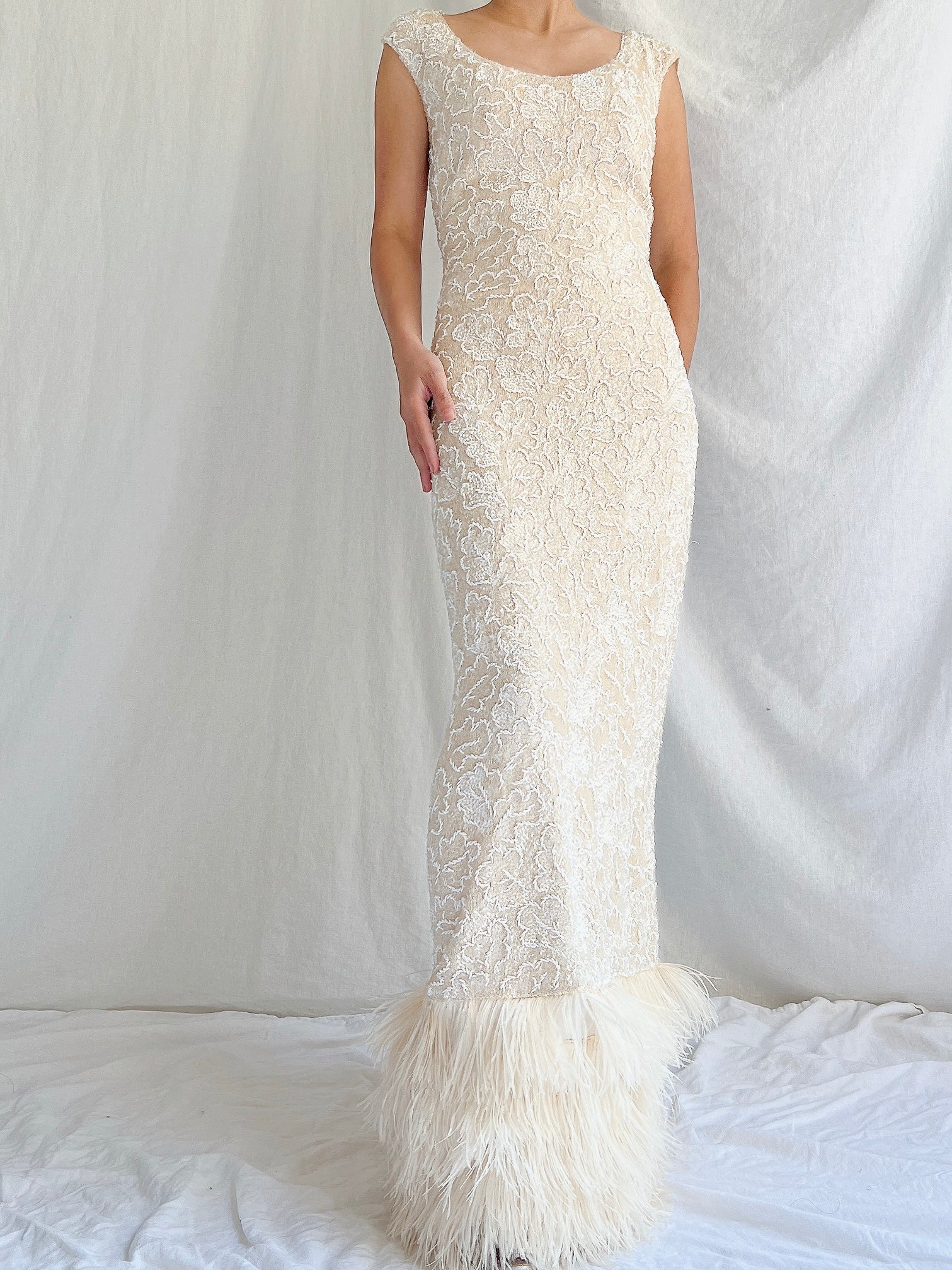 1960s Wool Sequins Gown - M