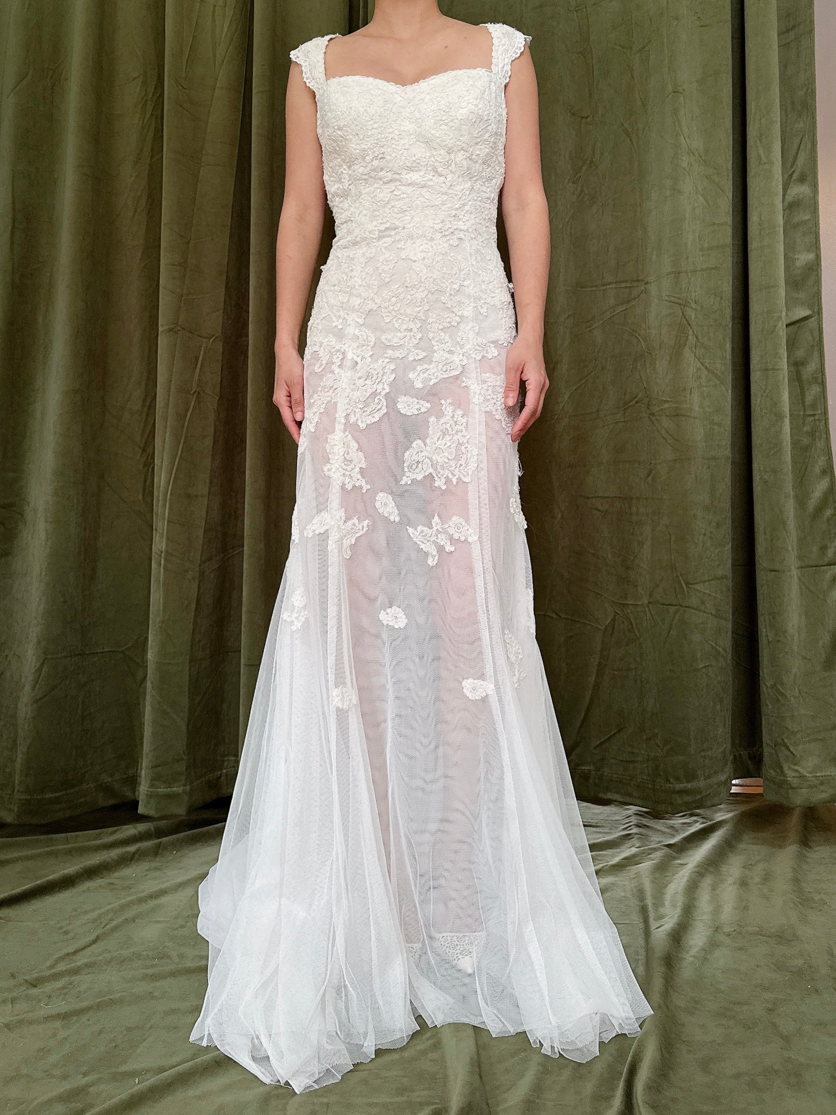 Vintage Sheer Lace Dress - S
