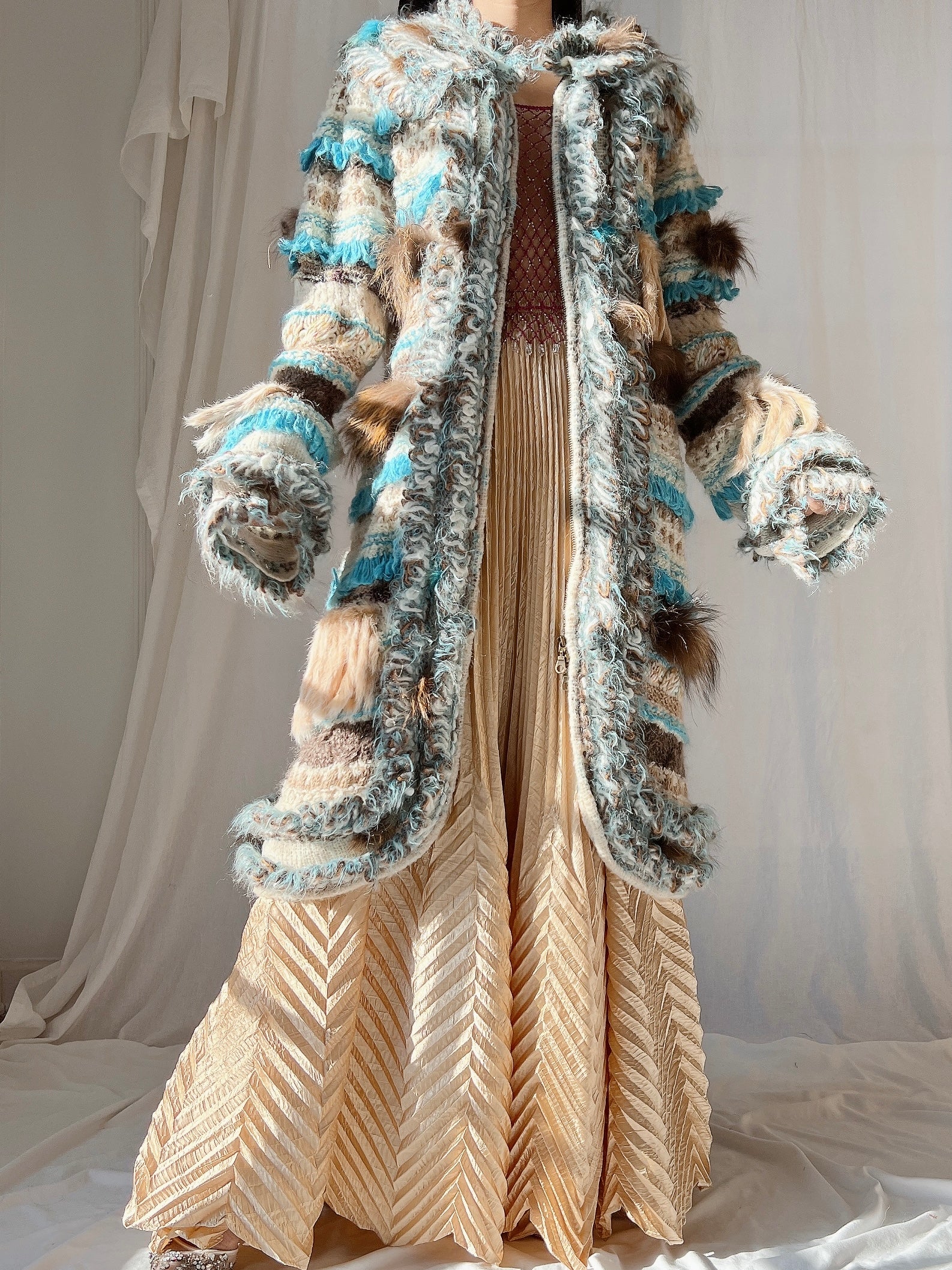 Vintage Italian Mohair and Fur Duster - OSFM