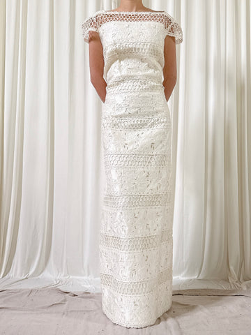 Vintage Cutout White Dress - L