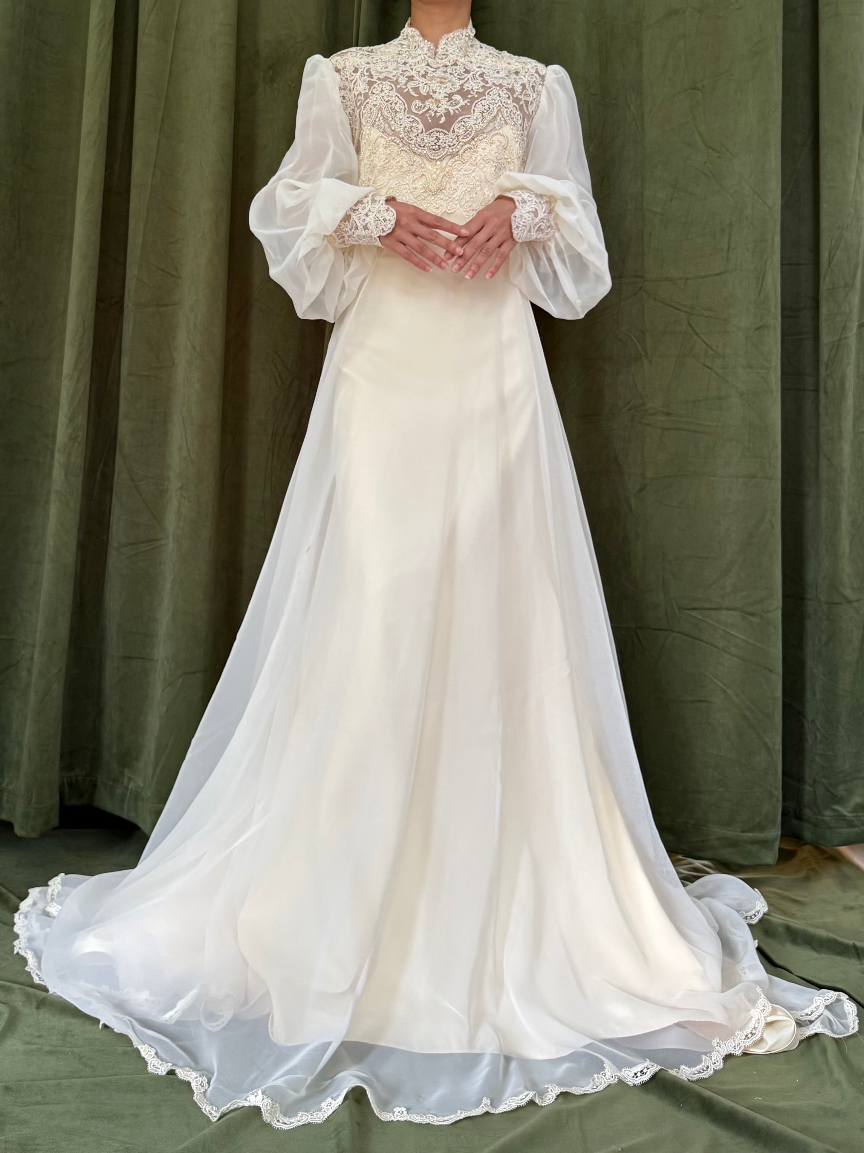 Vintage Chiffon Poet Dress - M