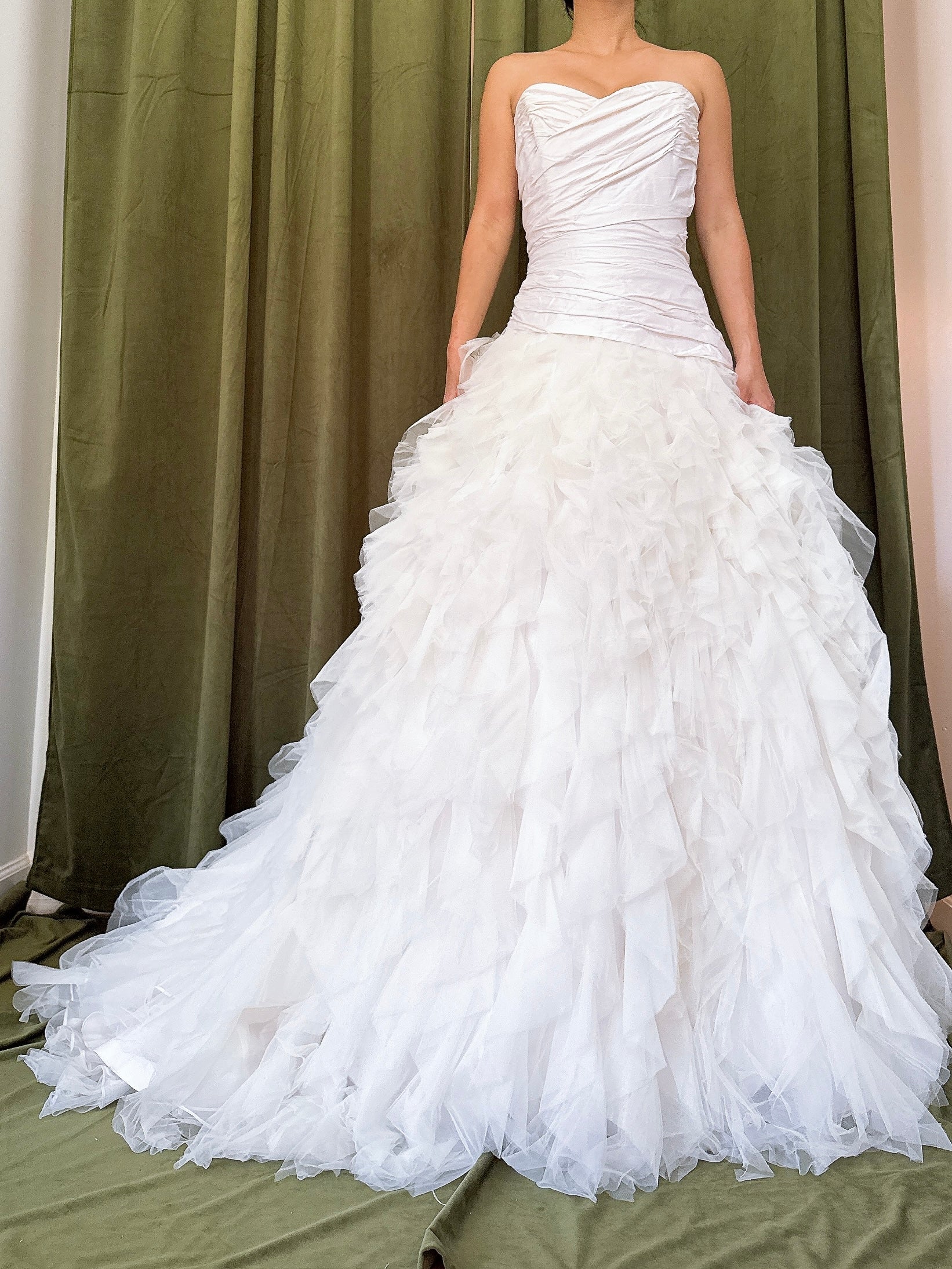 Vintage Maggie Sotterro Silk Tulle Ruffled Dress - 35B/30W/60L