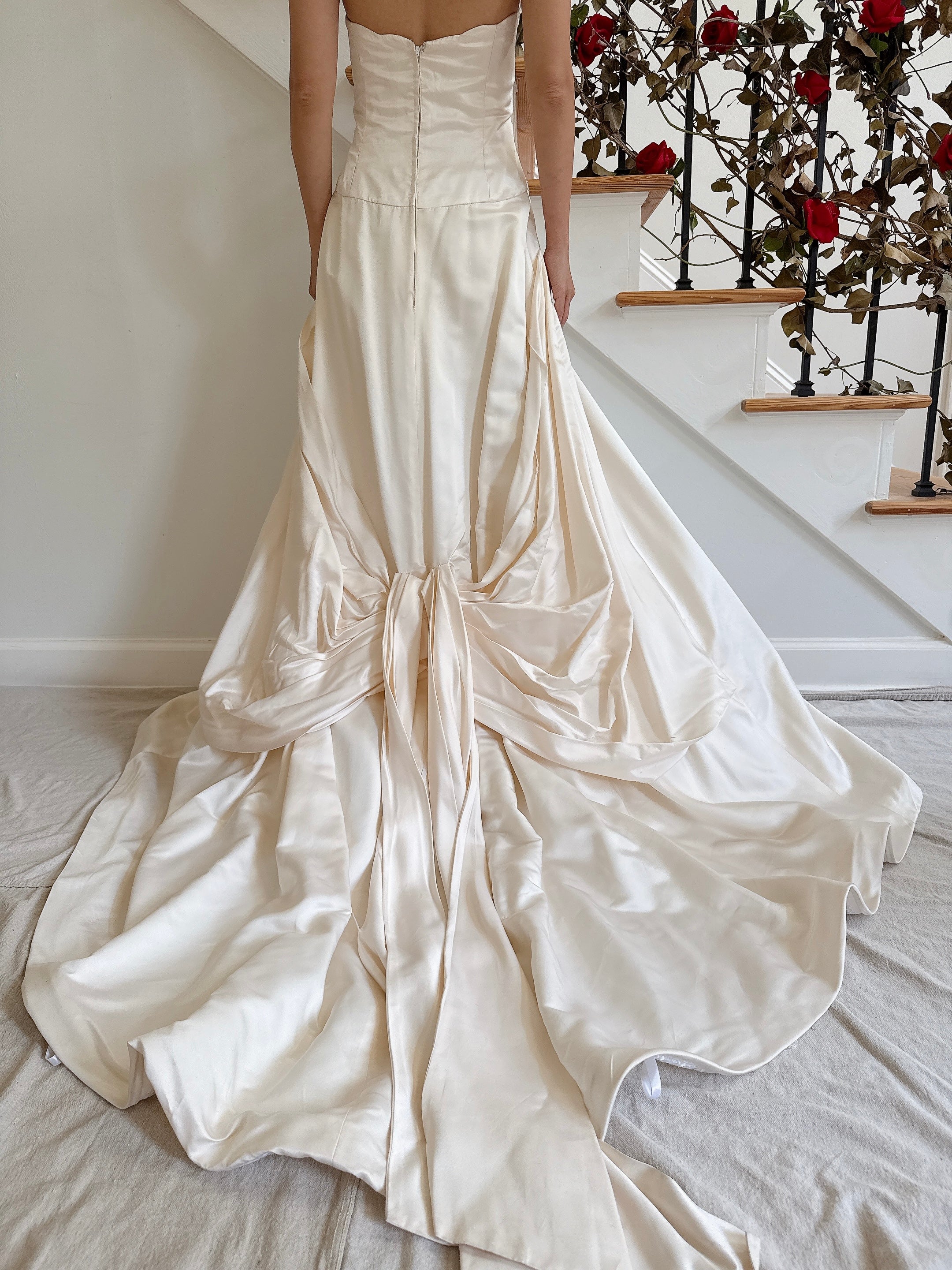 Vintage Jim Hjielm Couture Strapless Silk Gown- 34B/27W/40H/61L