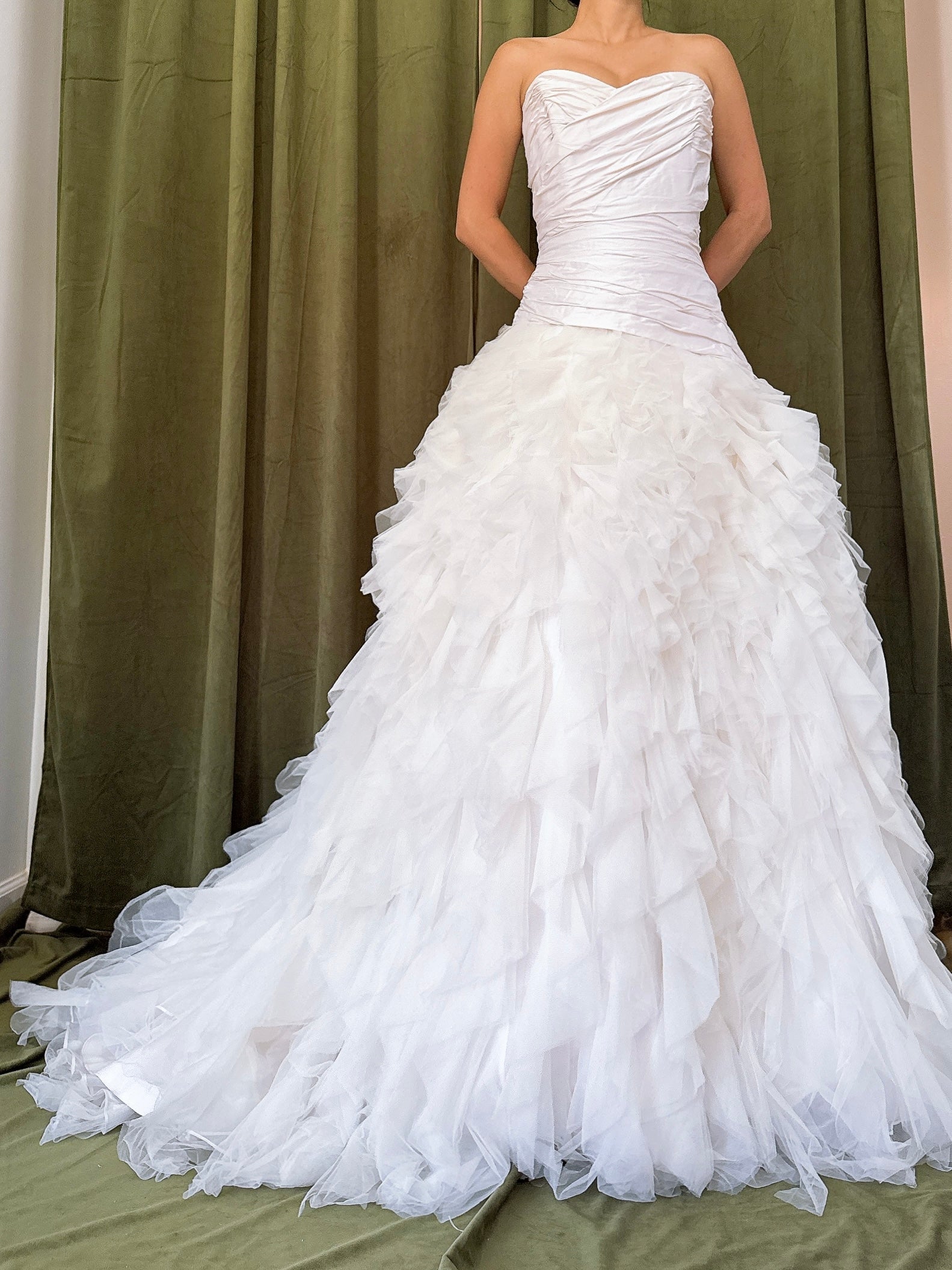 Vintage Maggie Sotterro Silk Tulle Ruffled Dress - 35B/30W/60L