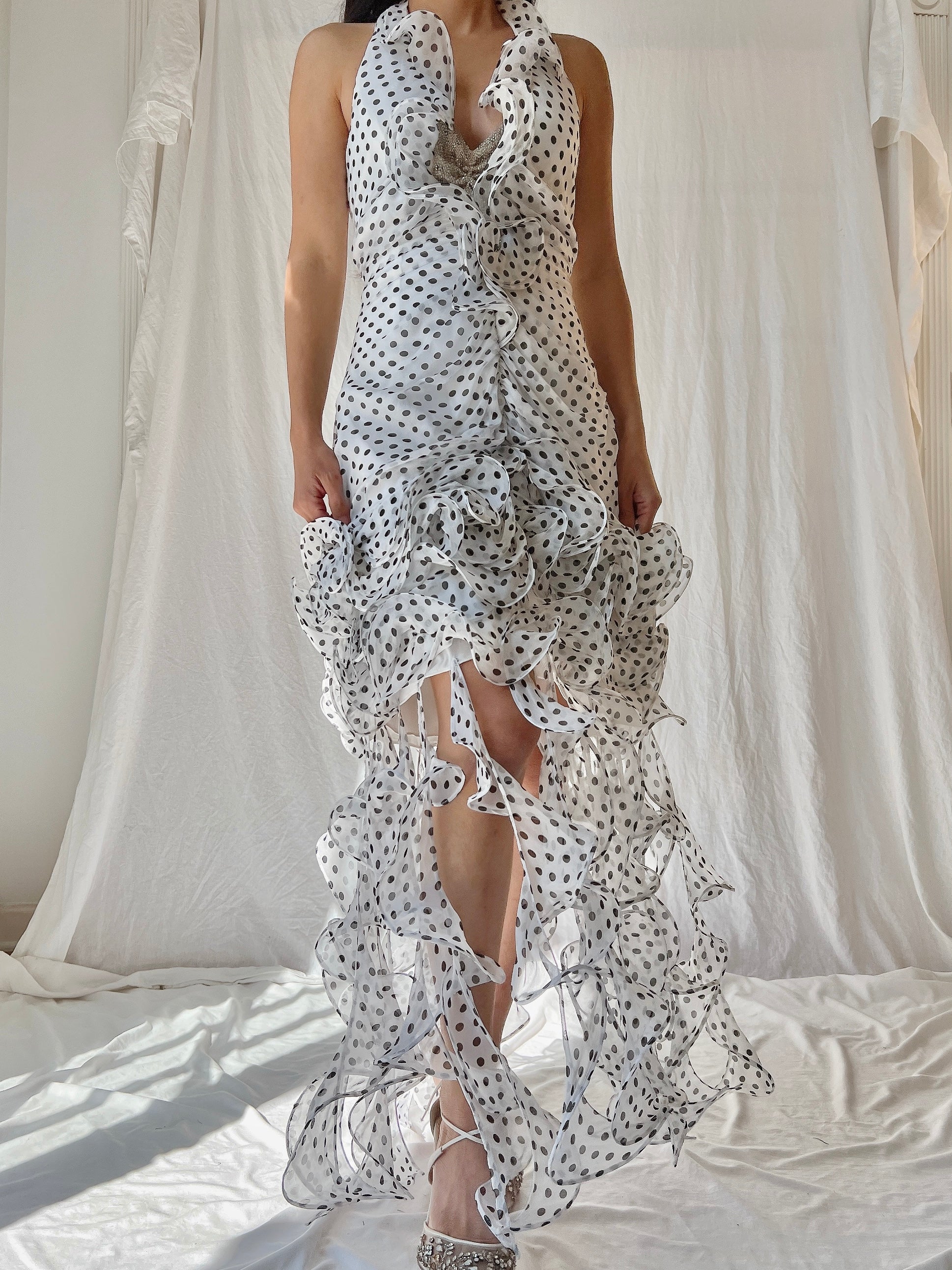 Vintage Alberta Makali Silk Jelly Fringe Dress - M