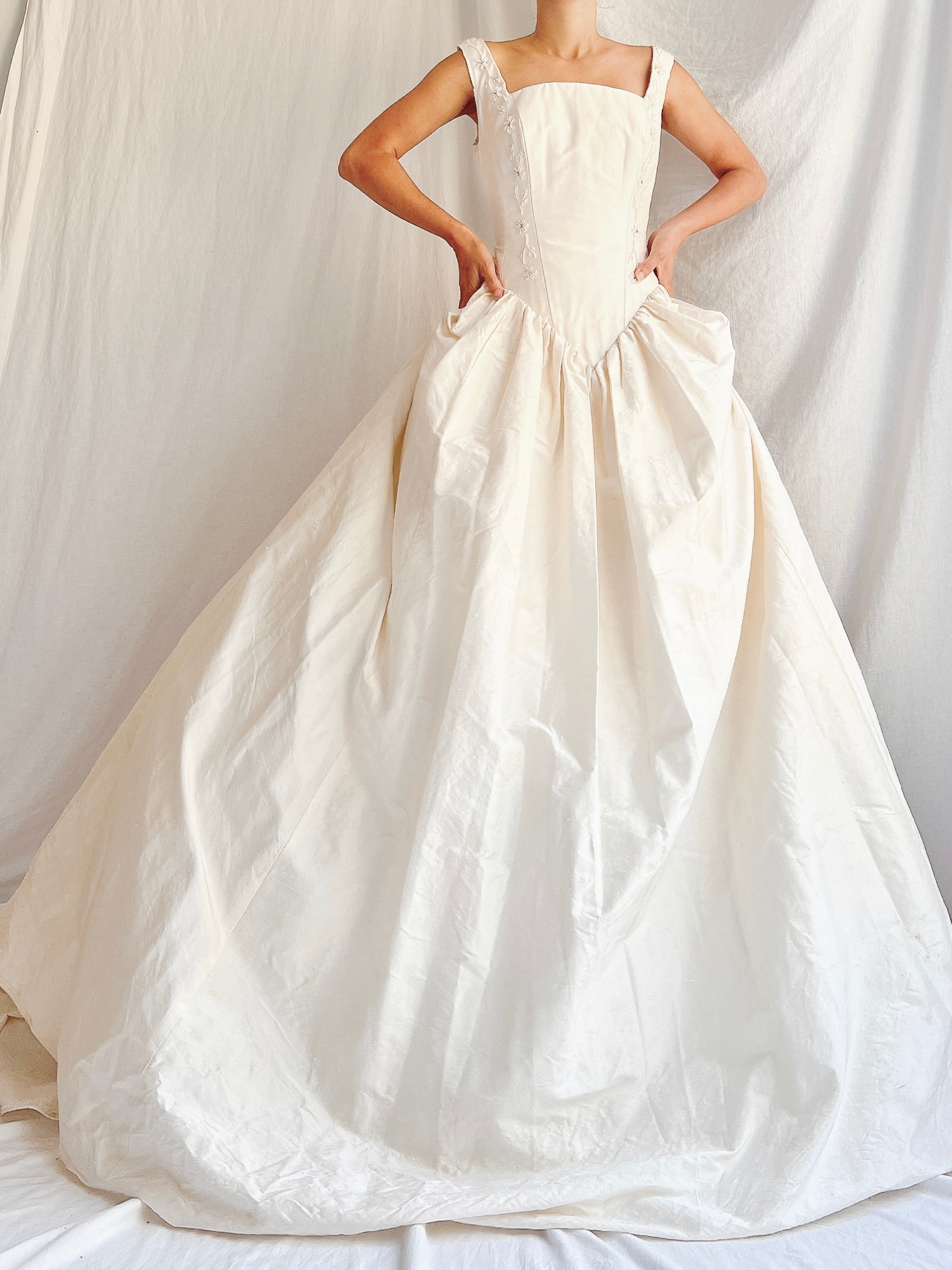 90s Silk Basque Waist Gown - M/8
