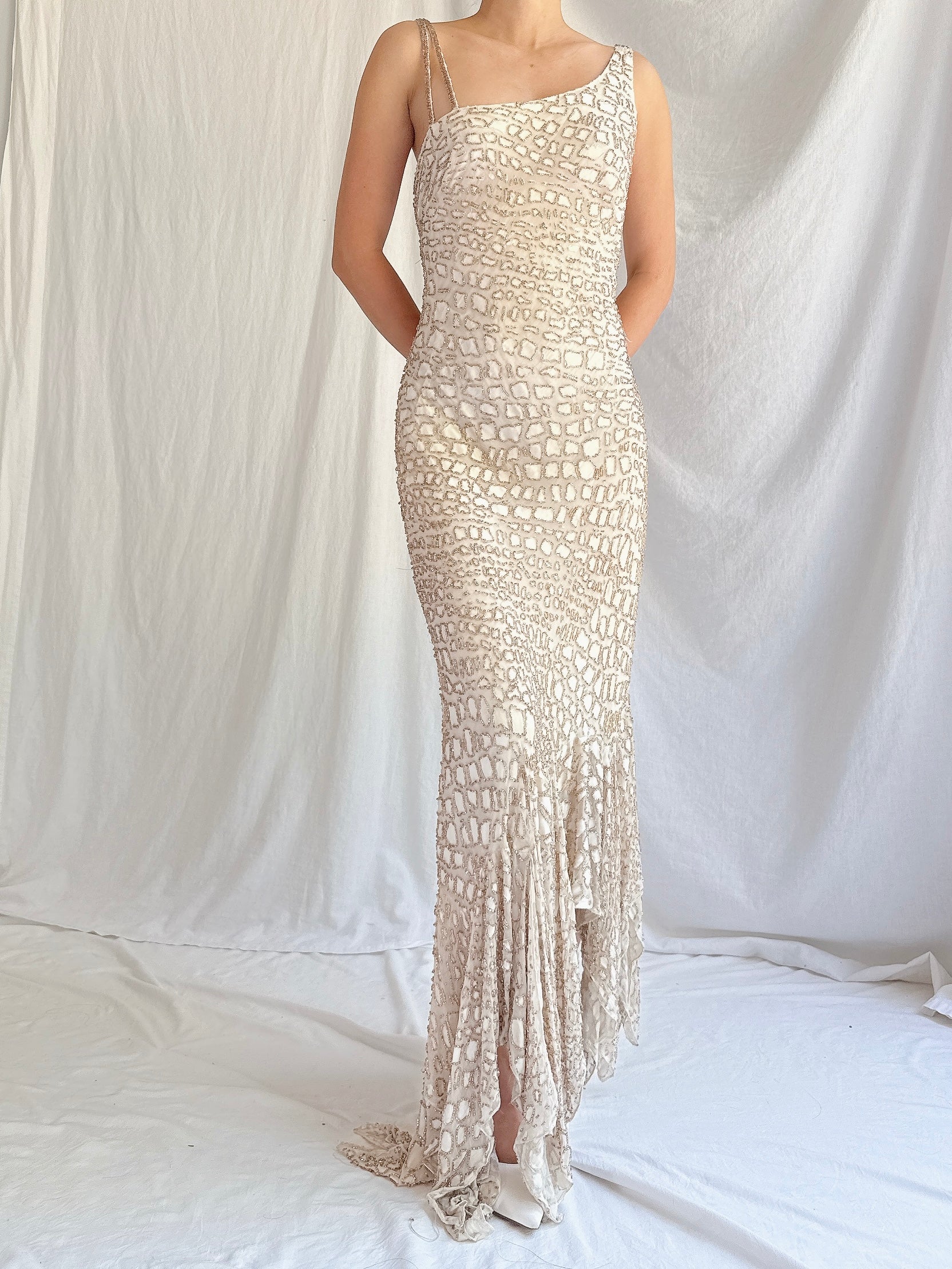 Y2K Alberta Makali Silk Beaded Gown - S/M