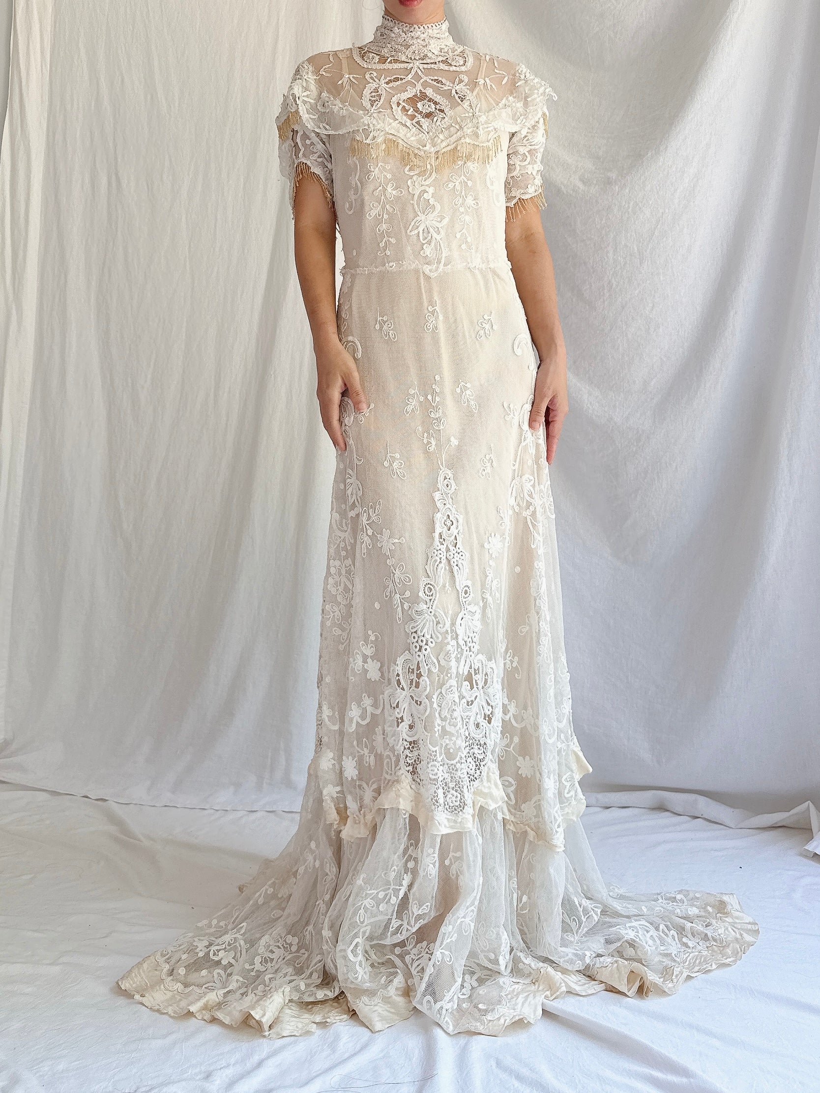 Antique Tambour Lace Gown - XS