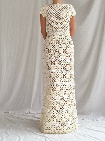1970s Crochet Dress - S-M