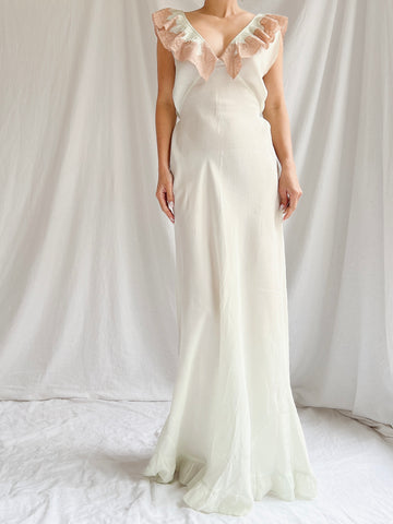 1930s Silk/Rayon Celadon Slip Gown - M