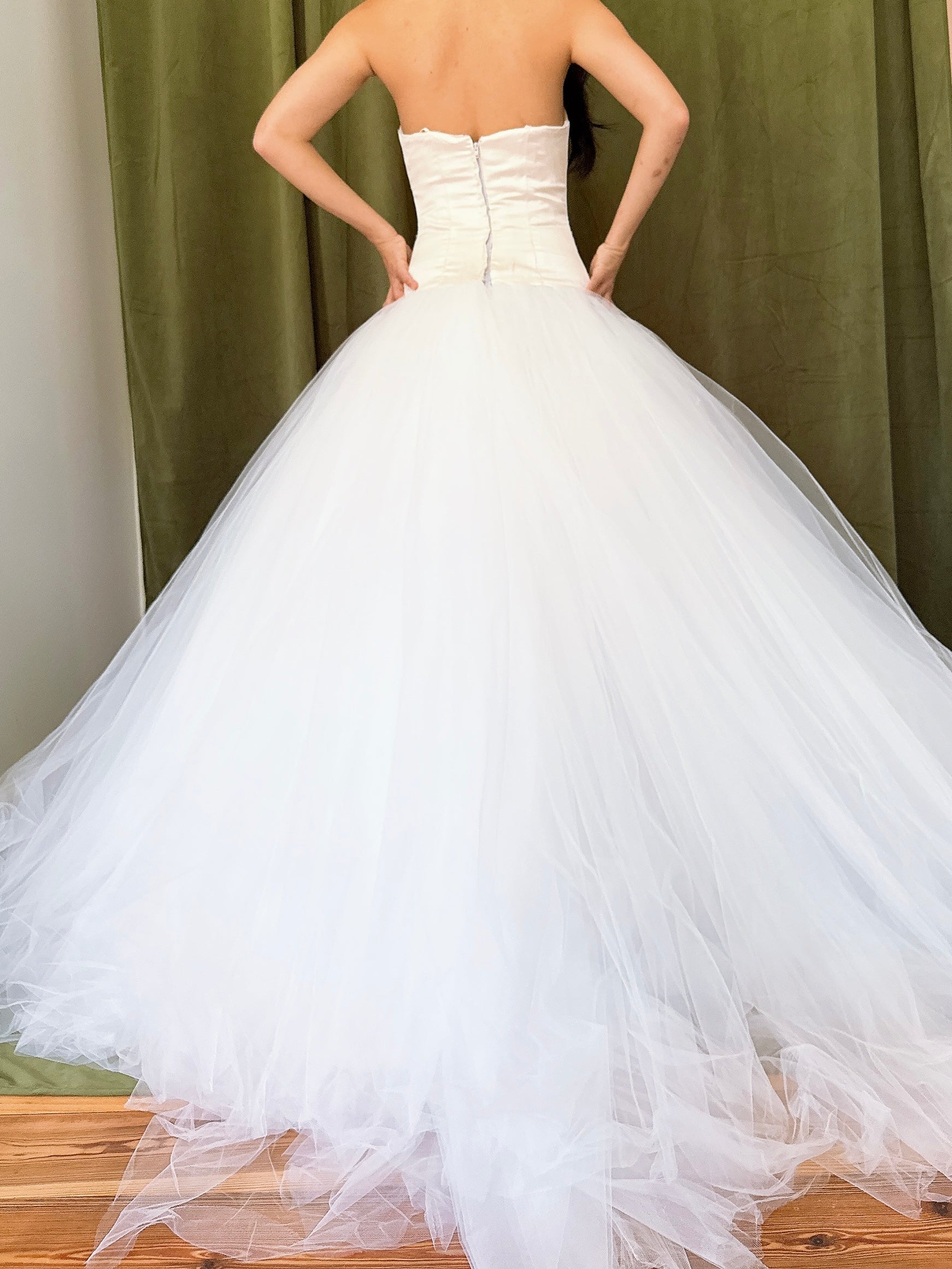 Lazaro Drop waist Silk Tulle Gown - S