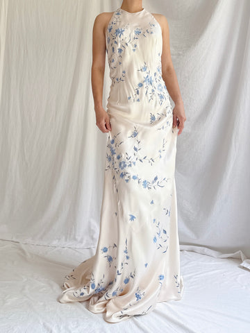 Vintage Silk Embroidered Gown - M/10