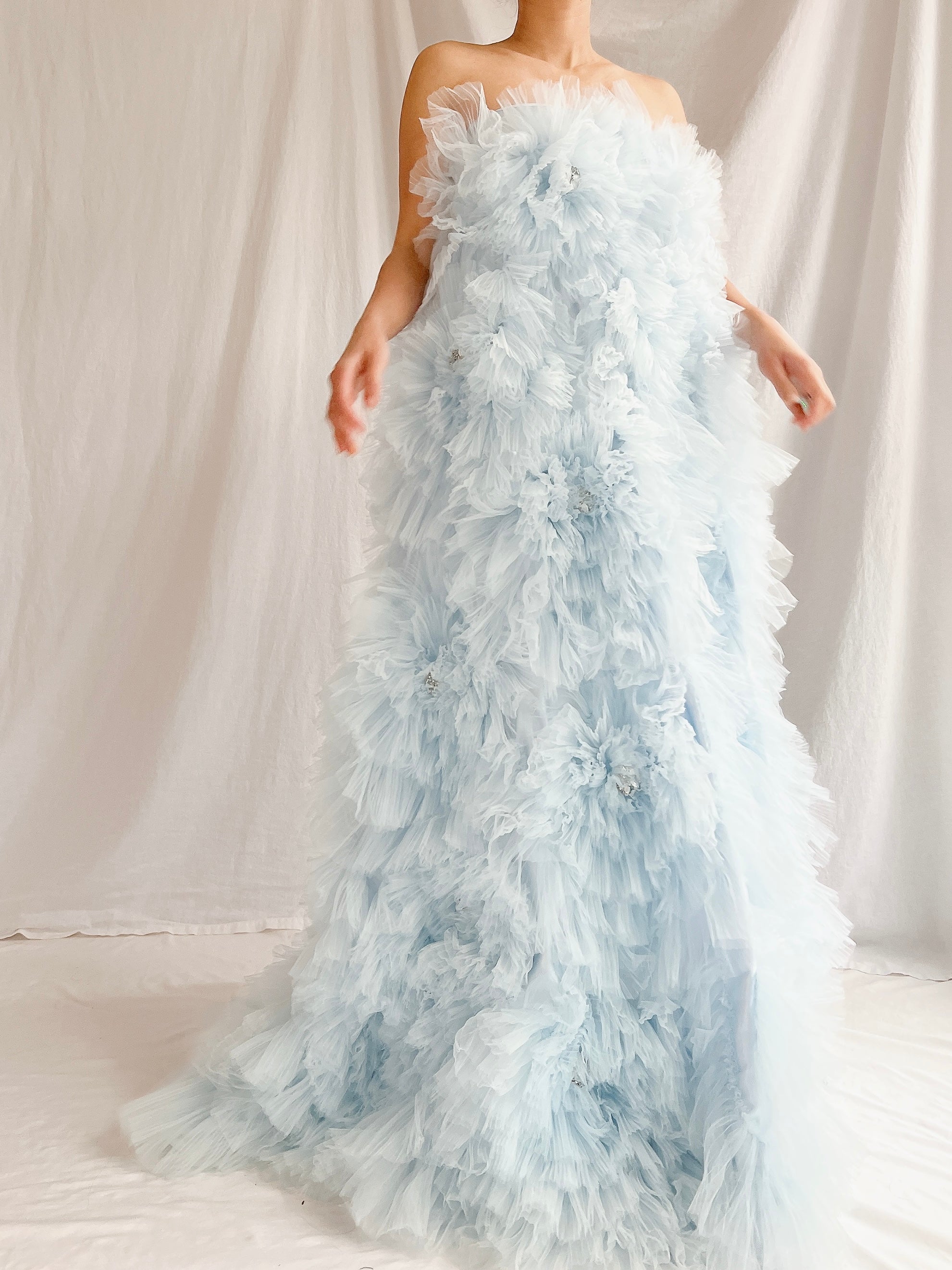2000s Baby Blue Ruffle Dress/Skirt - XS-S