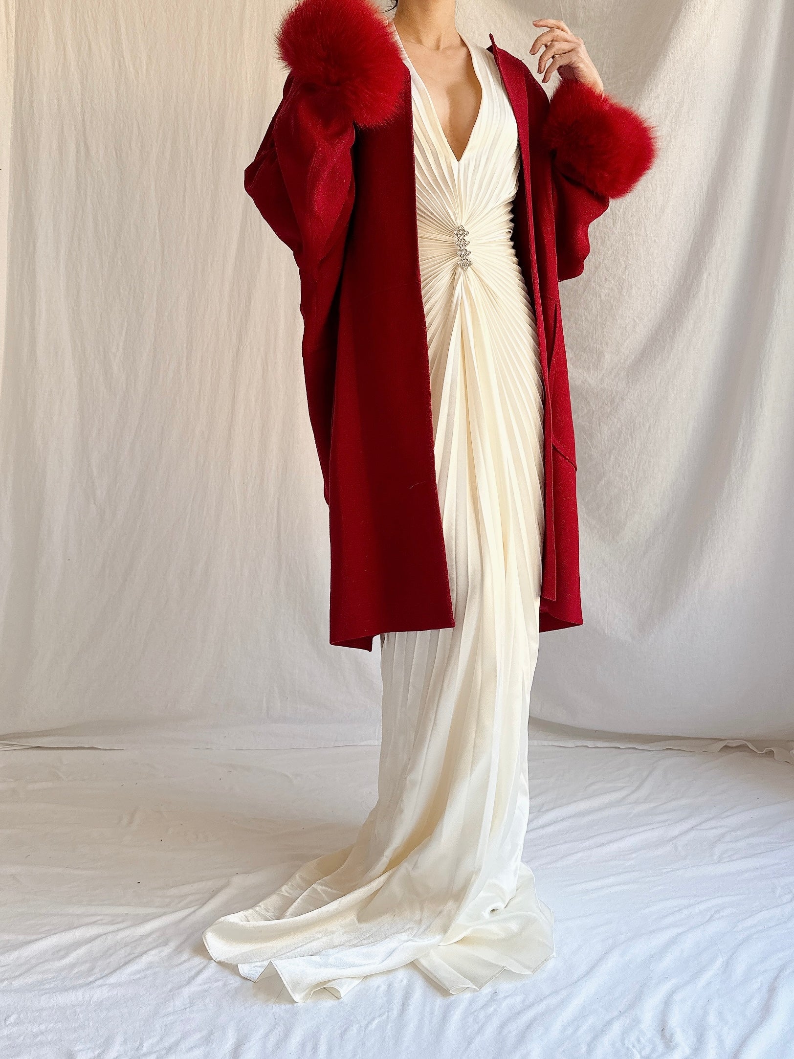 Vintage Wool Fox Fur Coat - M