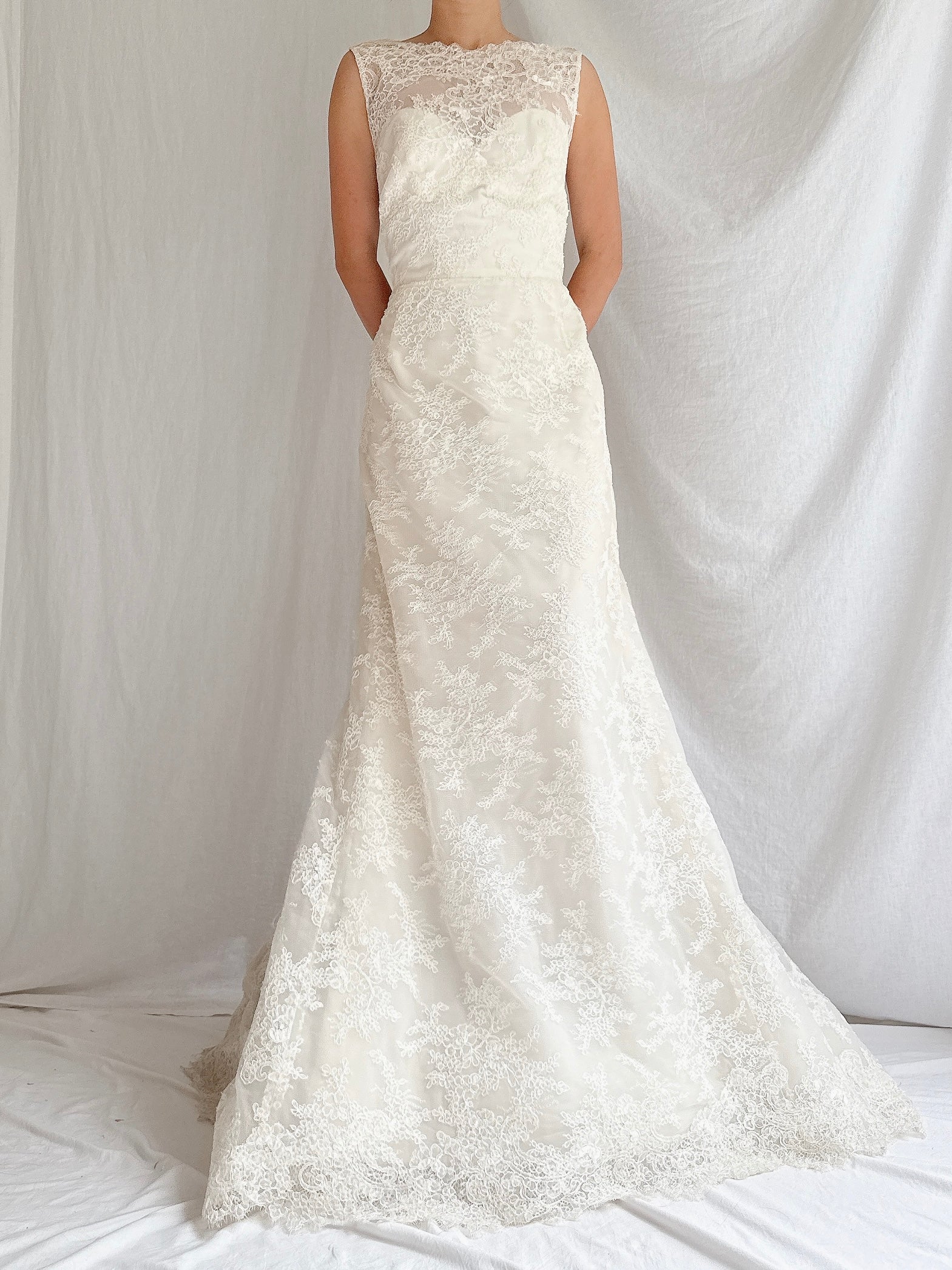 Vintage Liancarlo Couture Silk and Lace Bateau Neckline Gown - S/6